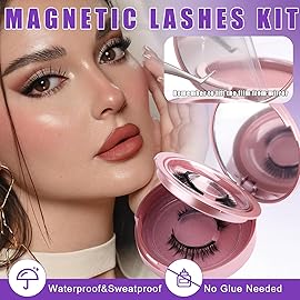 2-Pairs Reusable Magnetic Eyelashes with Applicator: Wendy Fake Magnetic Lashes Natural Look, 079+B01-A