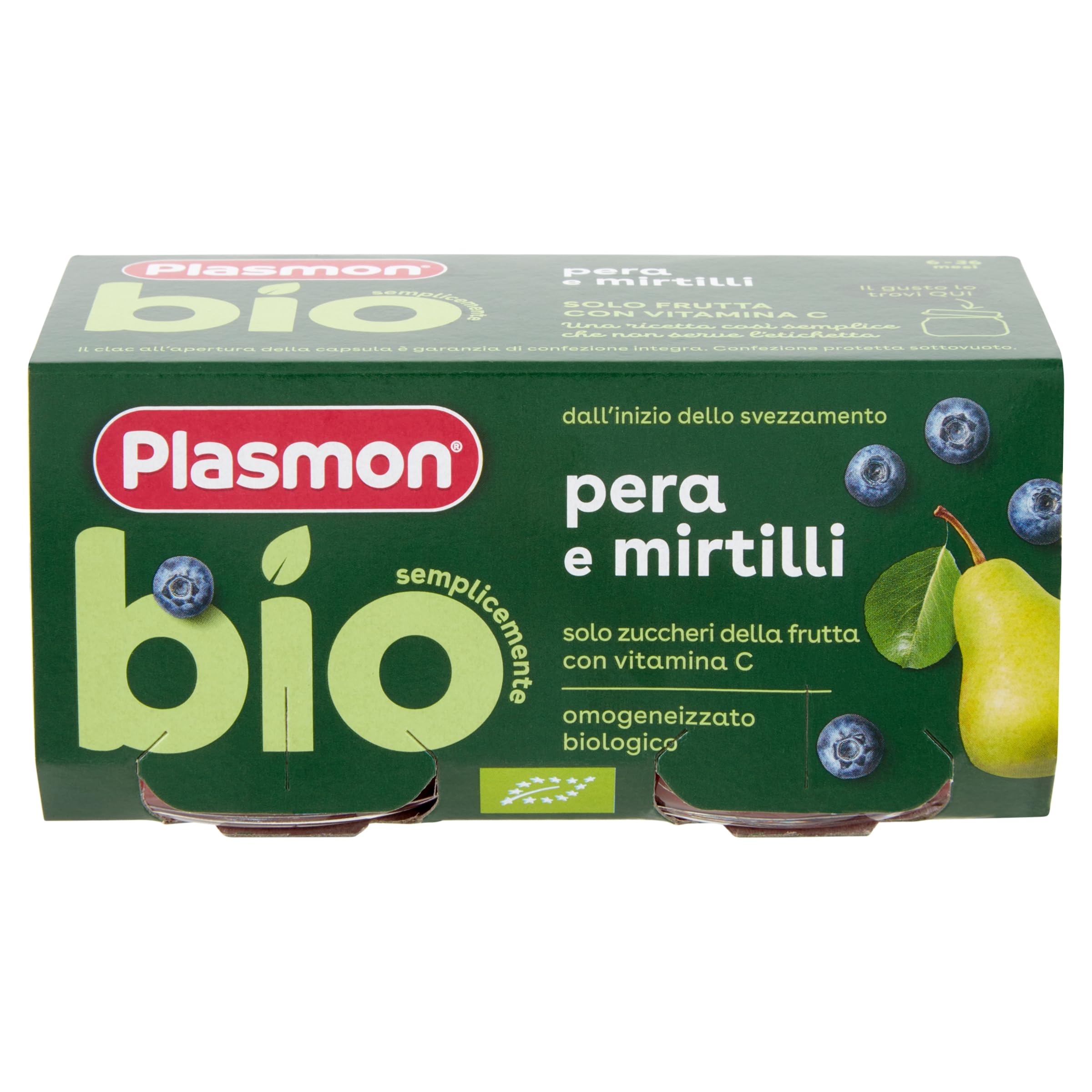 Plasmon BIO Omogeneizzato Pera Mirtilli 2X80g (12 Confezioni)