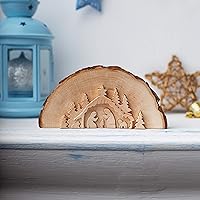Vista 6 de Forest Decor Juego de Belén de madera, figuras religiosas decorativas, decoraciones de mesa de Navidad, decoración cristiana rústica hecha a mano