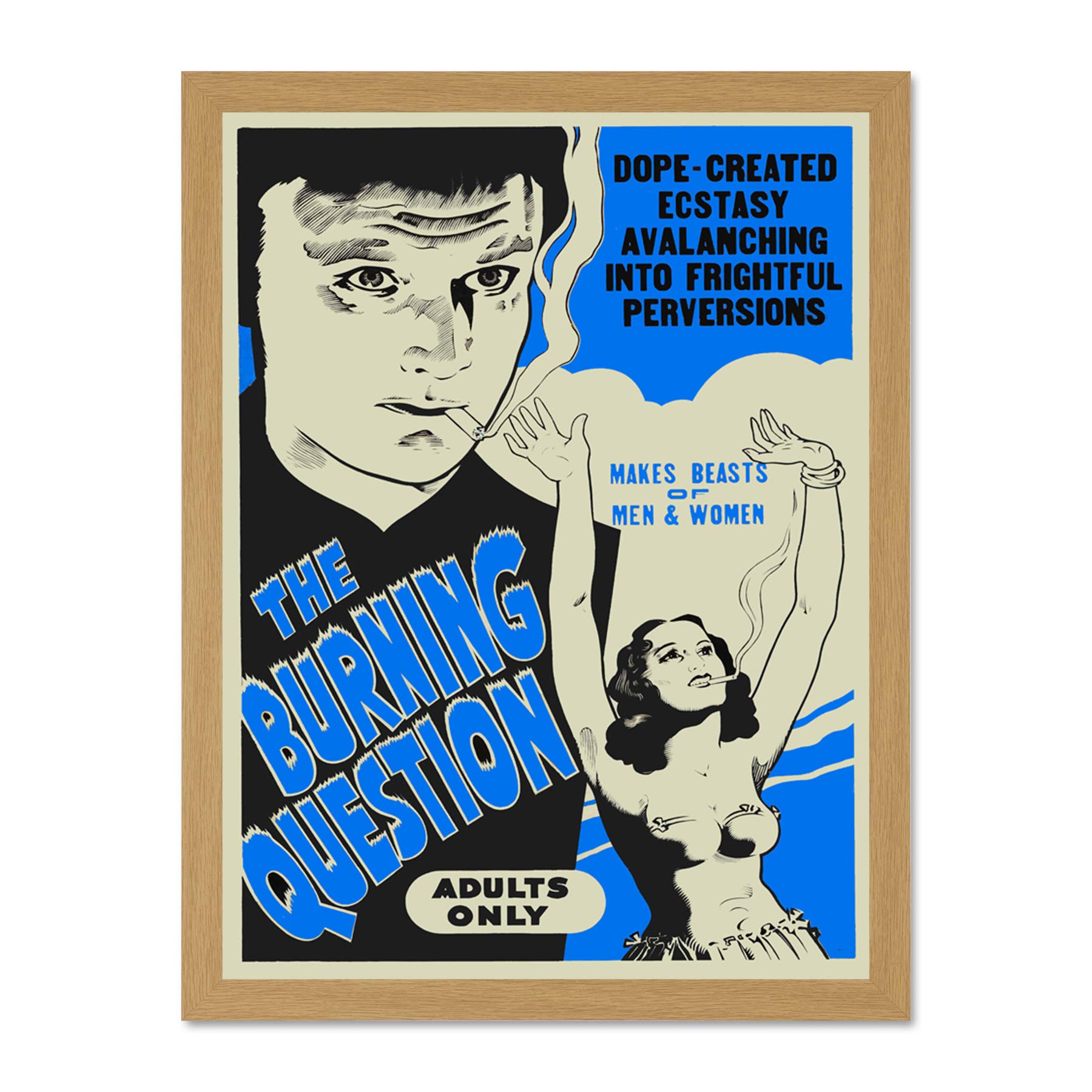 Burning Question Reefer Madness Blue Vintage Advertising Large Framed Art Print Poster Wall Decor 18x24 inch