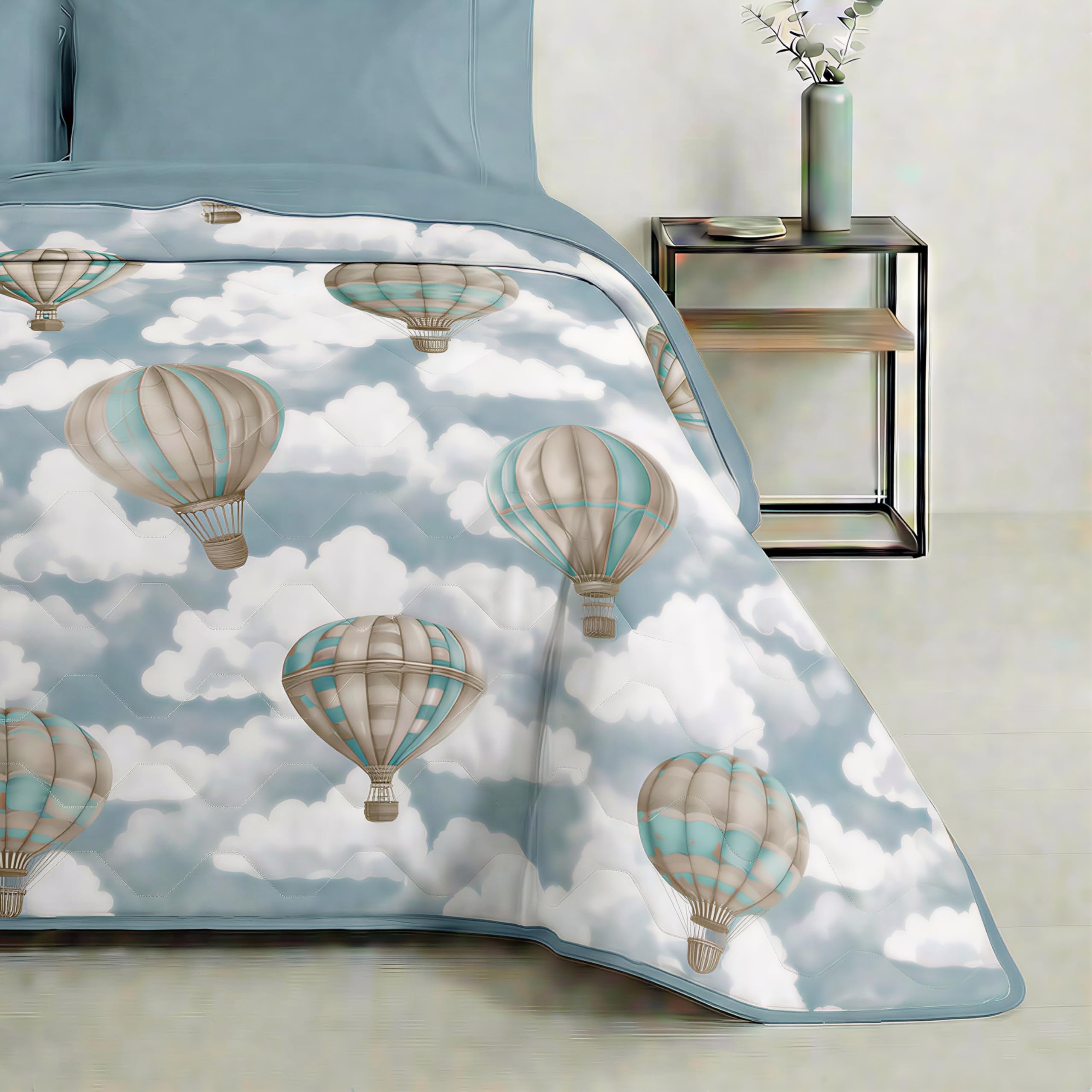 Mahome Trapuntino Singolo Primaverile Estivo in 100% Puro Cotone 170x260 cm Leggero Double Face - Copriletto Trapuntato morbido Traspirante Anallergico - Made in Italy – Fluttu Tiffani - 5