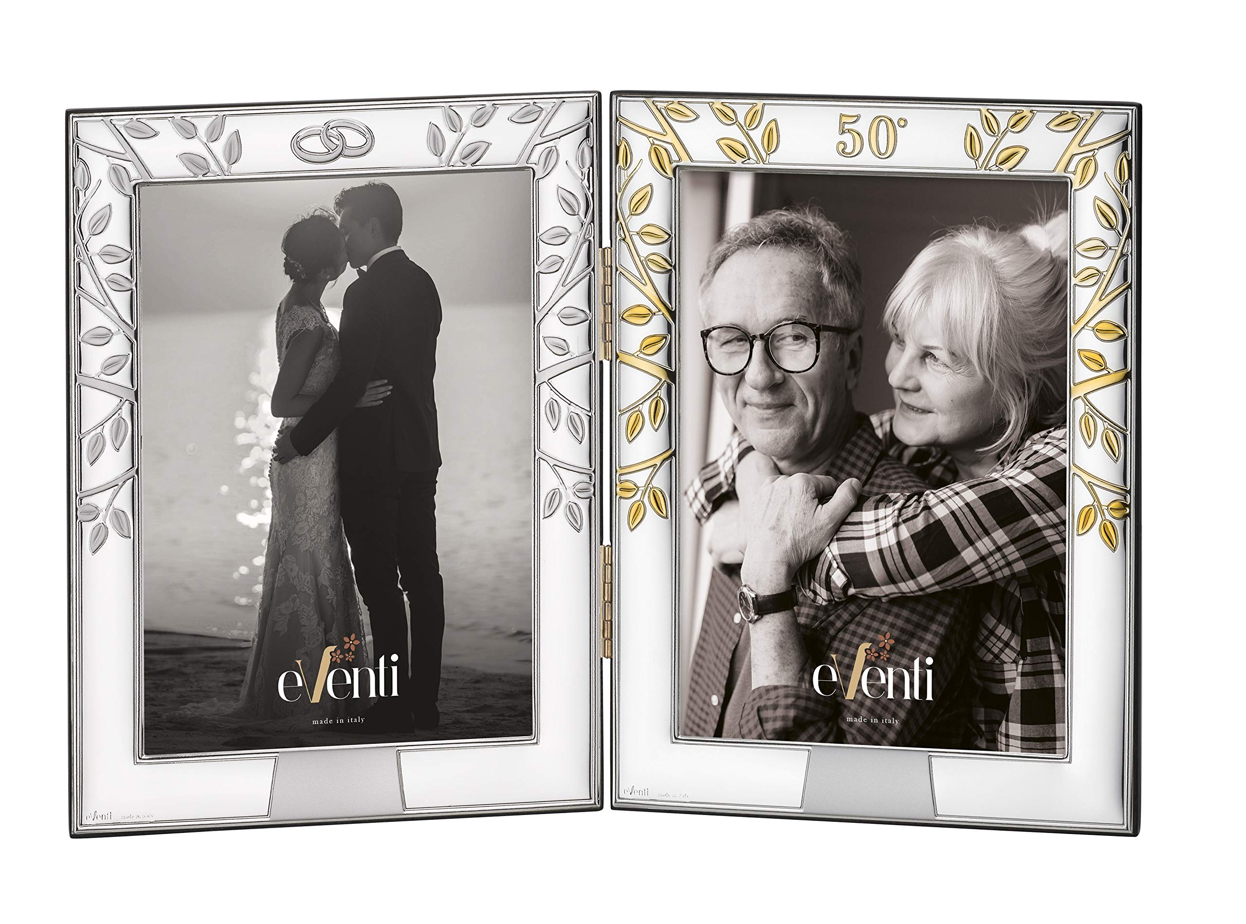 El Faro Marco Fotos Personalizado Doble 50 anivers. 9x13 Bodas Oro Plata bilaminada