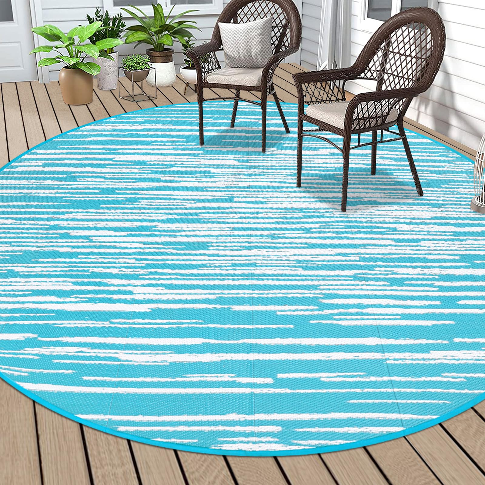 HEBE Outdoor Rug 8ft for Patios Clearance Waterproof Patio Mat Plastic Straw Rug Reversible RV Camping Tent Rug Outside Indoor Outdoor Area Rugs for