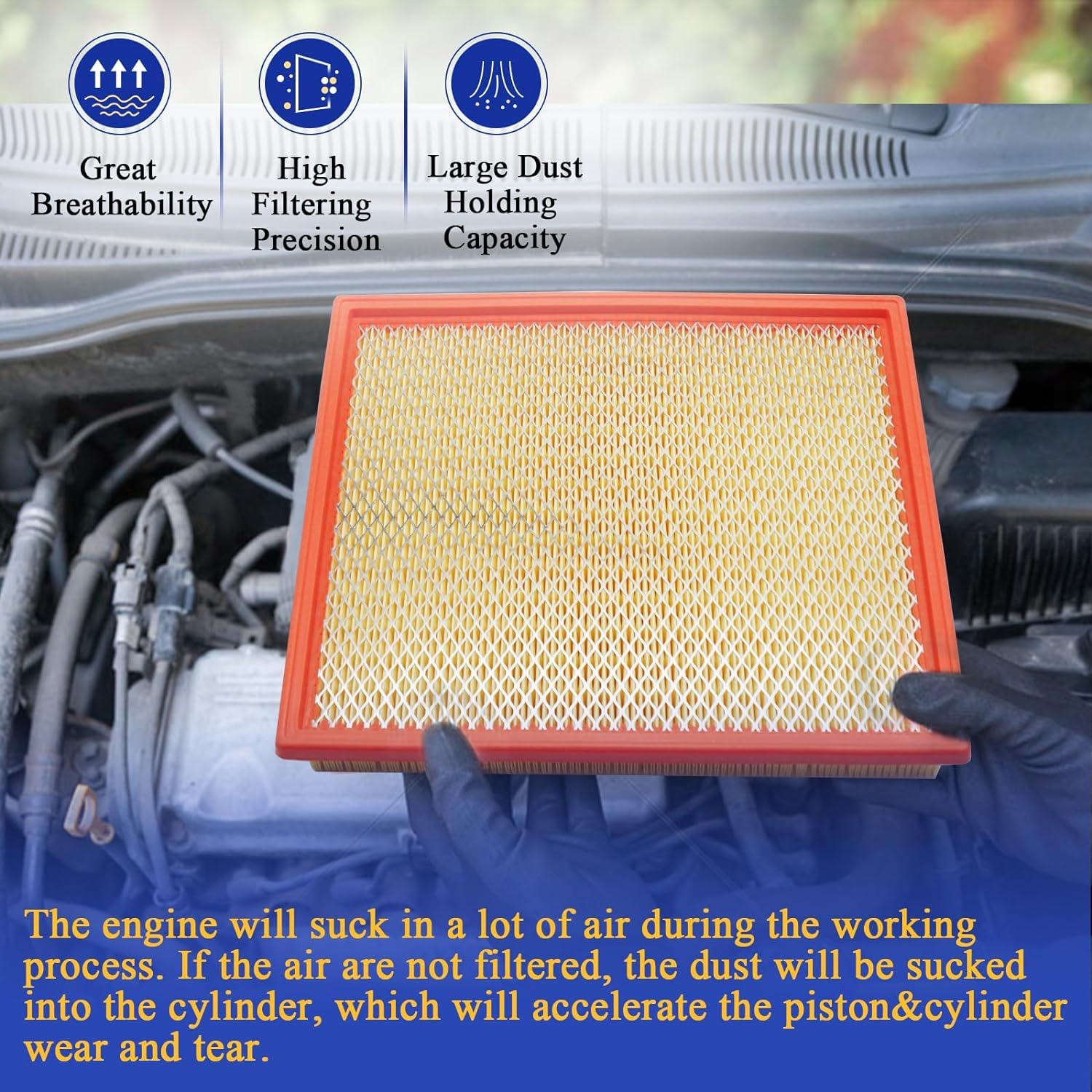 CA7440 Engine Air Filter For Jeep Grand Cherokee Nissan Armada Frontier-827034