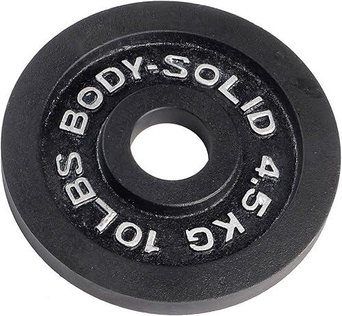 Body-Solid Placa olímpica de hierro fundido de peso individual, pesas libres, placas de mancuernas, agujero estándar de 2 pulgadas para barra