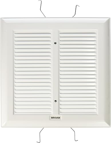 Broan S97011308 - Cubierta de ventilador de baño montada en resortemontaje de rejilla, color blanco Broan S97011308 - Cubierta de ventilador de baño montada en resortemontaje de rejilla, color blanco