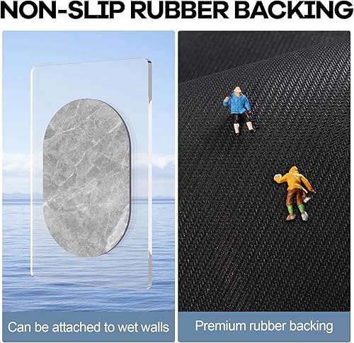 Miniatura 5 de Alfombra de baño suave y absorbente, para ducha y suelo, antideslizante, lavable a máquina, para frente de bañera y ducha (27 x 17 pulgadas, gris