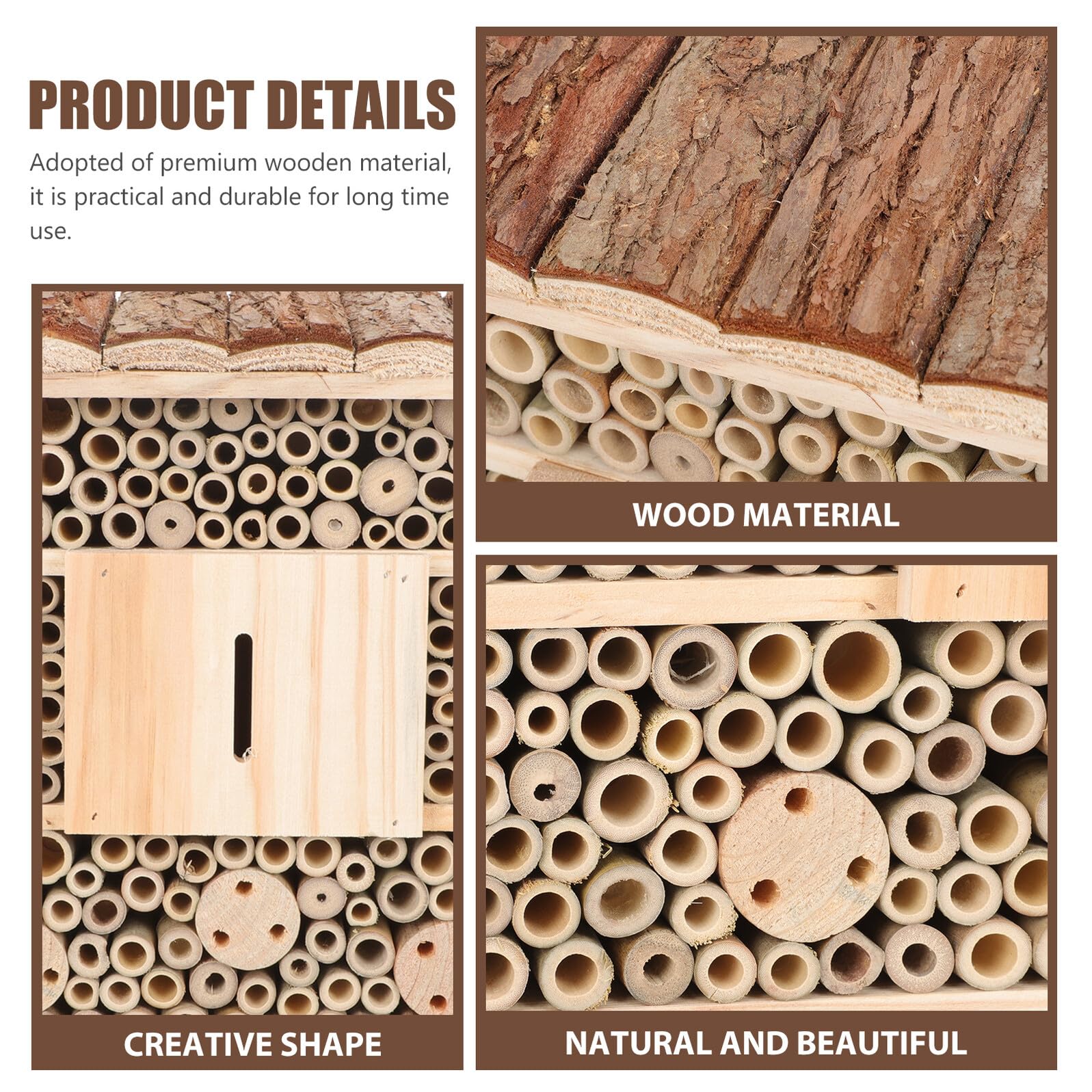 Casetta in Legno per Insetti da Giardino Habitat Esterno Durevole e Decorativo Casa Naturale per Api e Dorifore Accessorio Ecologico per Terrazza e Cortile