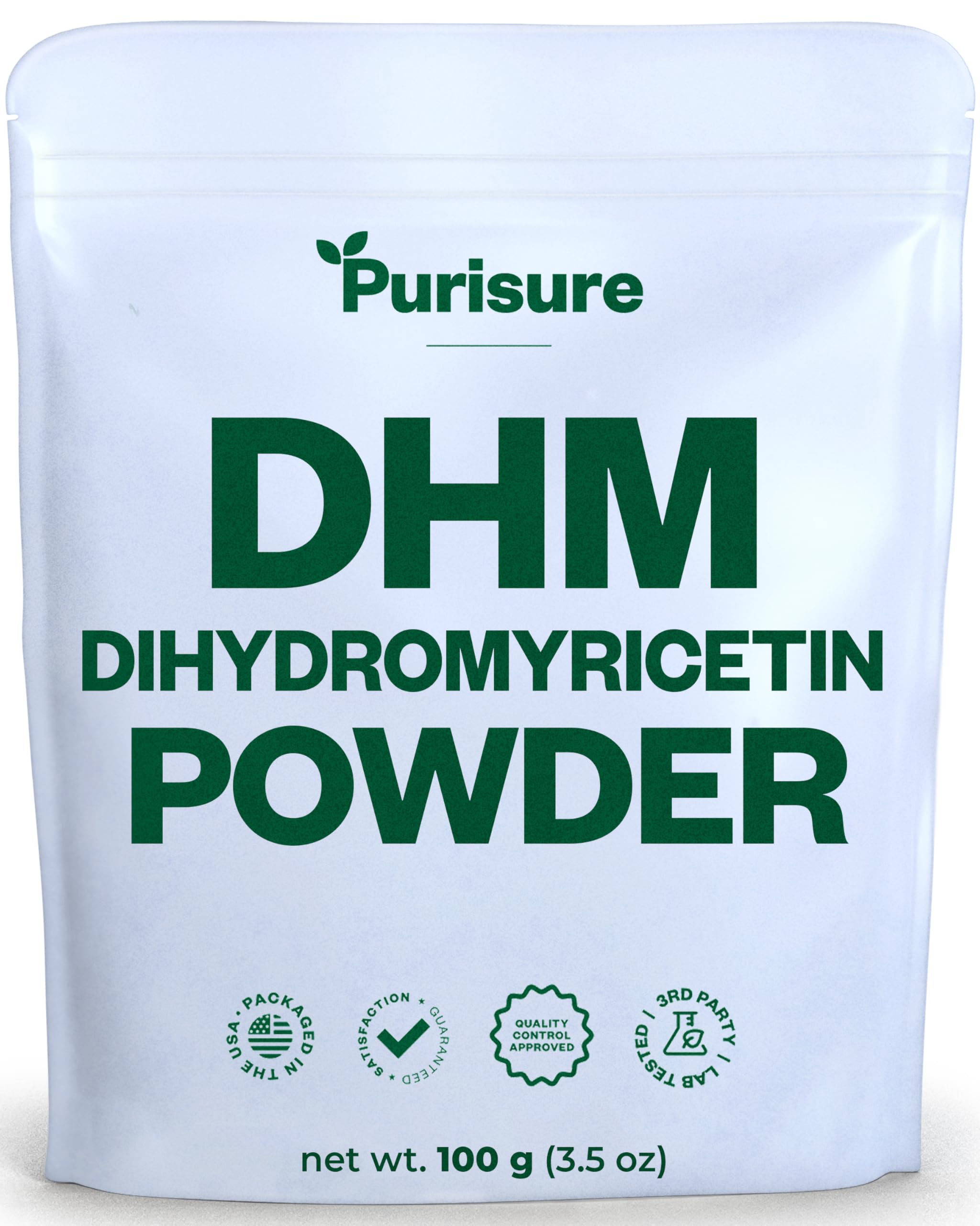 Purisure Dihydromyricetin (DHM) Powder 100g (285 Servings), Perfect for Hangover Prevention & Cure, Intoxication Prevention, Hangover Vitamins for Nutrient Restoration, Liver Support