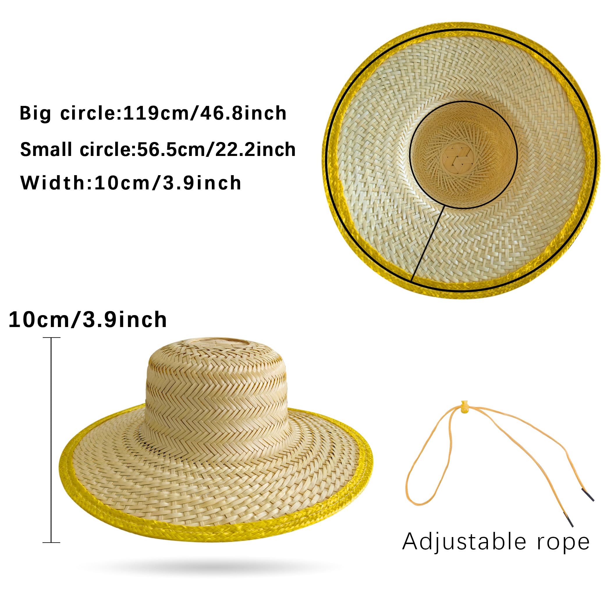 Sombrero grande para mujeres y hombres, sombrero de bambú de ala ancha para el sol, diseño de agricultor de arroz, para jardinería DE-YM-B8M