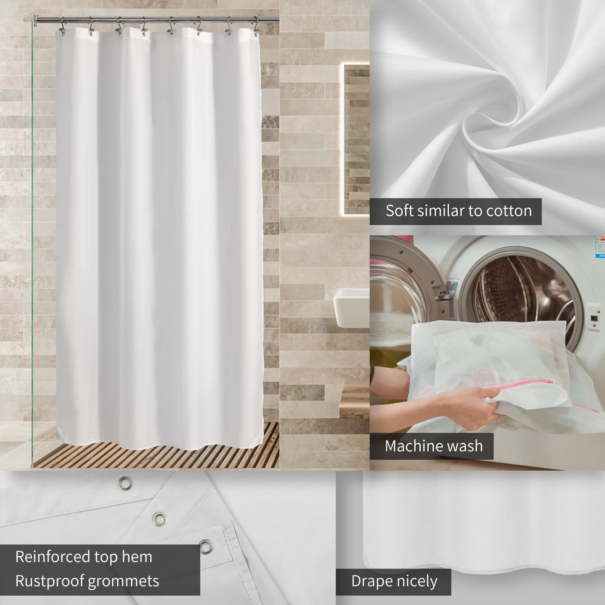 ALYVIA SPRING Stall Fabric Shower Curtain Liner Waterproof, 48" x 72" - Image 3