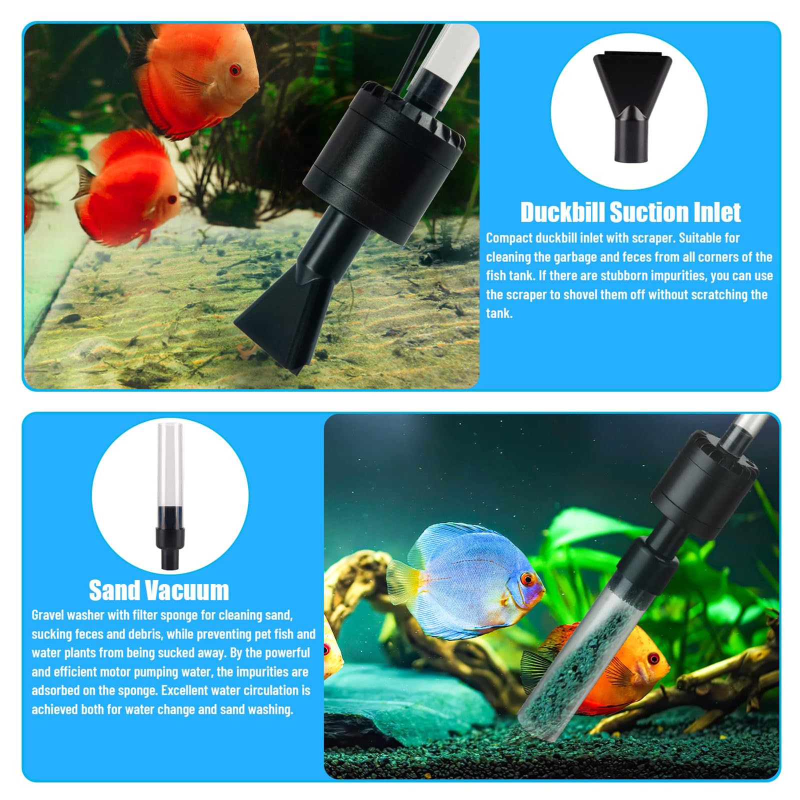 Speed ​​Fish - Mover de agua mineral con manguera de 2 m y raspador para un fácil cuidado del acuario, kit de limpieza de acuarios