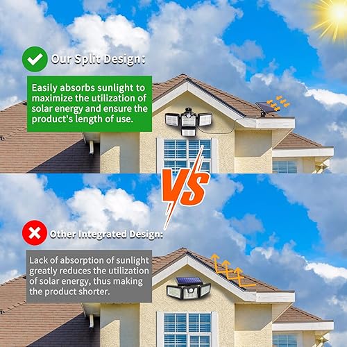 Miniatura 3 de Luces solares para exteriores con reflector, sensor de movimiento IP65, control remoto impermeable, 4 cabezales, 270, gran angular, luces de