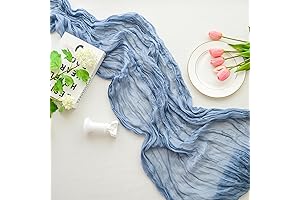Sioloc Dusty Blue Cheesecloth Table Runner - Romantic Table Decoration for Weddings,...