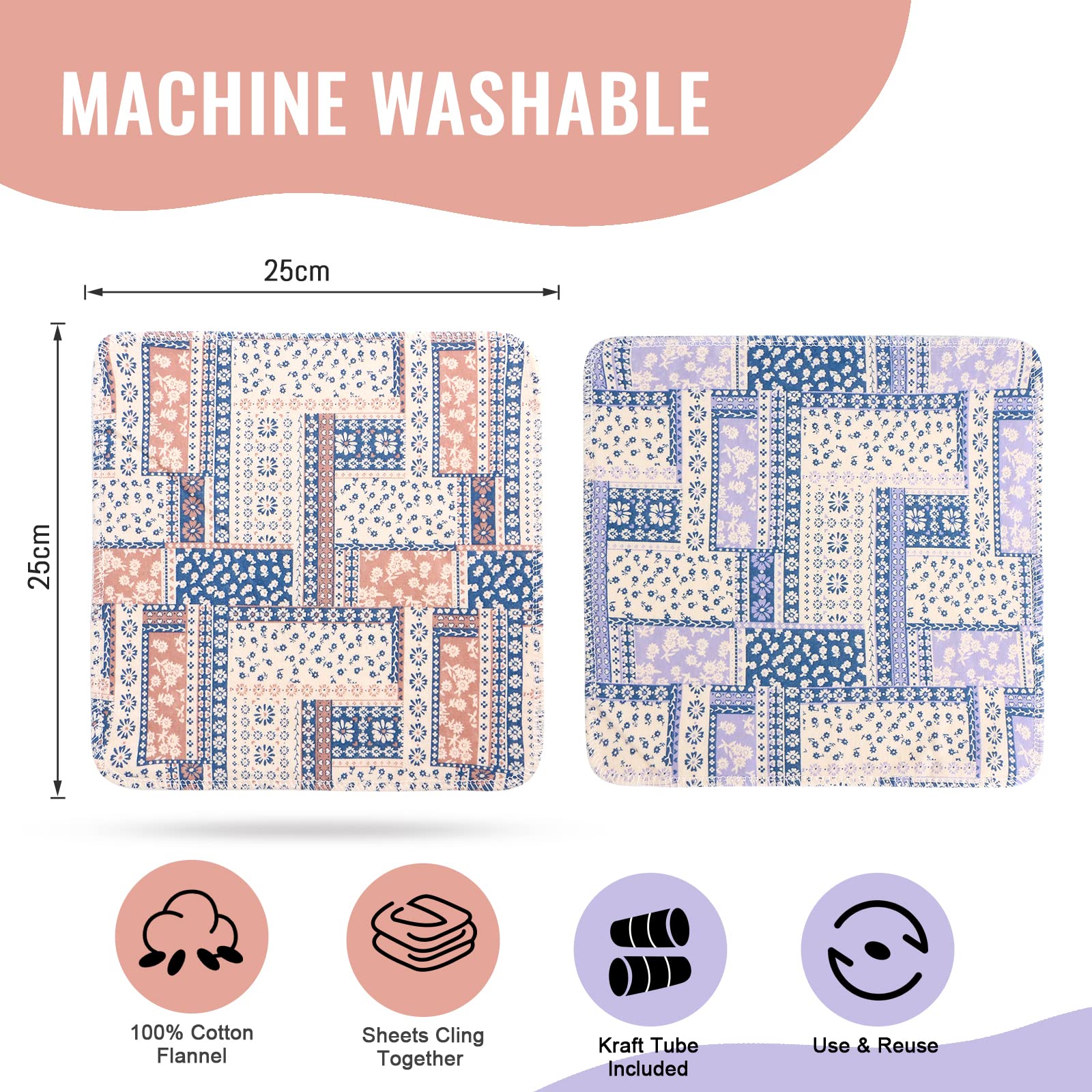 UNIMEIX Reusable Paper Towels – 24 Pack, Washable, Eco-Friendly For Kitchen & Cleaning