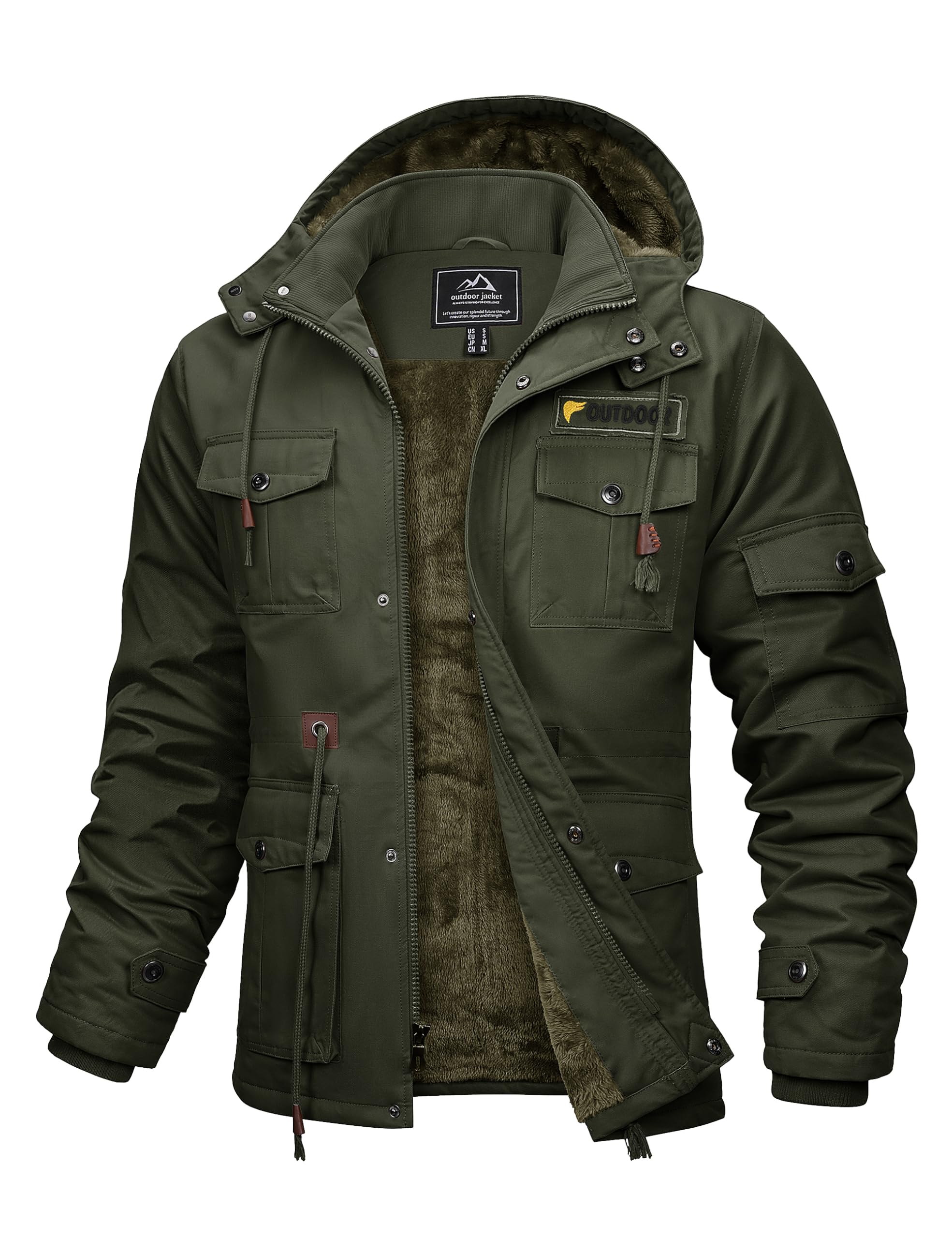 Magcomsen Mens Winter Jacket Cotton Fleece Lined Warm Jackets Work