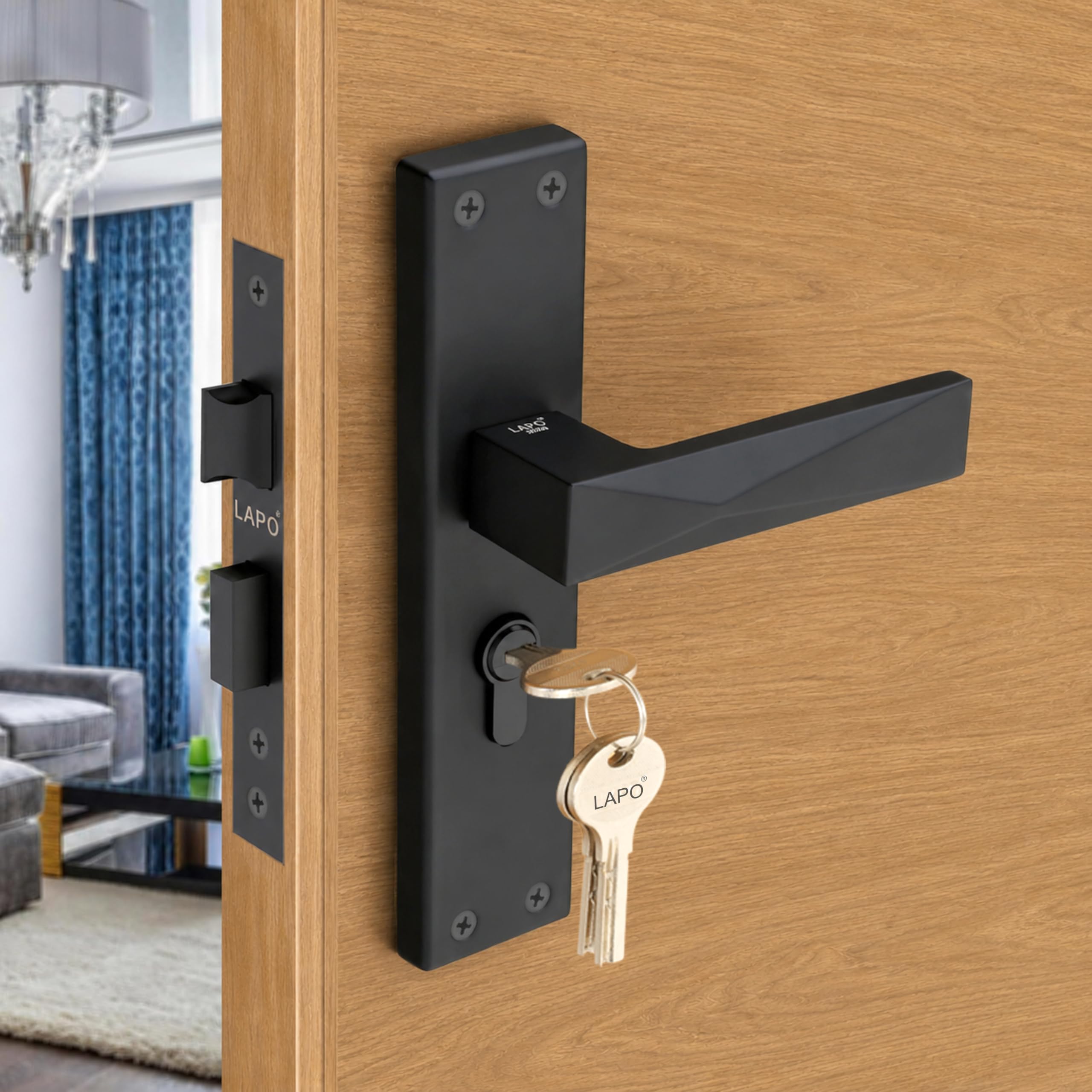 LAPO Superior Mortise Lock Set for Main Door | 60mm Cylinder |Compact 45x45mm Lock Body | Fits with 30-50mm Door | 3 Brass Keys| Black Finish| Universal Left-Right Compatible| 3 Yrs Warranty | Cy-131 discount deal