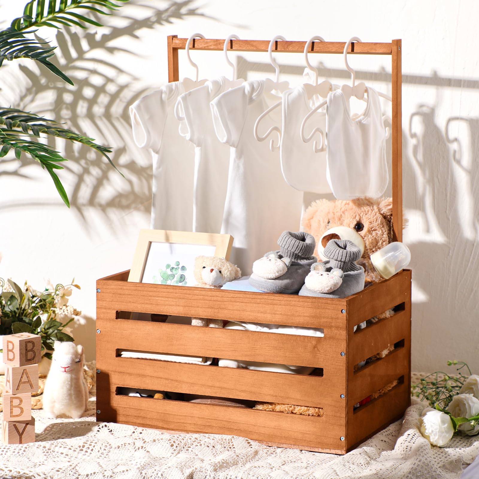babythree 収納籠　シークレット Amazon.com: Suzile Wooden Baby Shower Crate Closet, Wood Hamper
