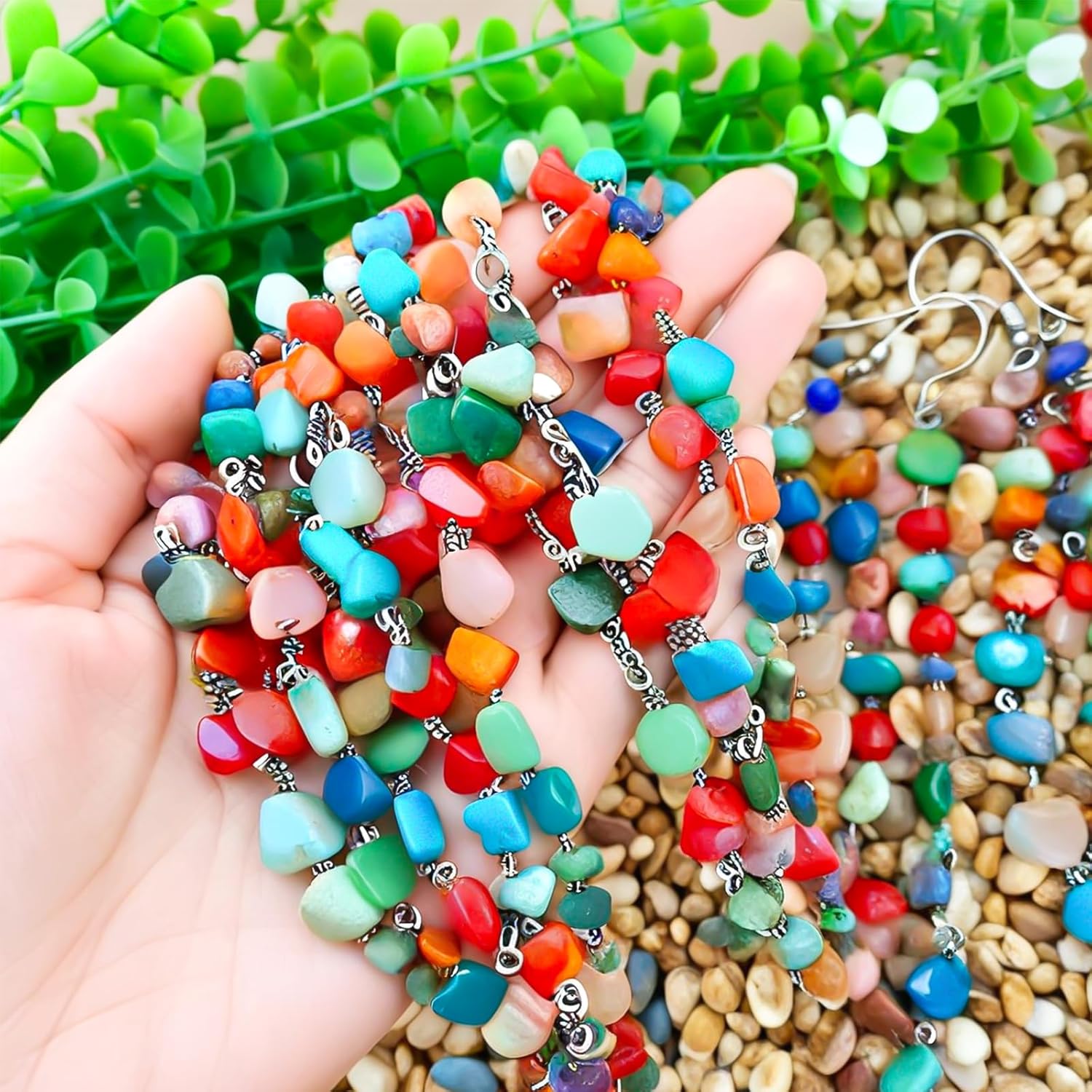 1000pcs Multicolor Natural Chips Stone Beads for Jewelry Making Supplies,Irregular Gemstones Beads Healing Crystal for Women Crafts,Loose Rocks Bead Hole Drilled DIY for Bracelet Jewelry (5-8mm) - Image 3