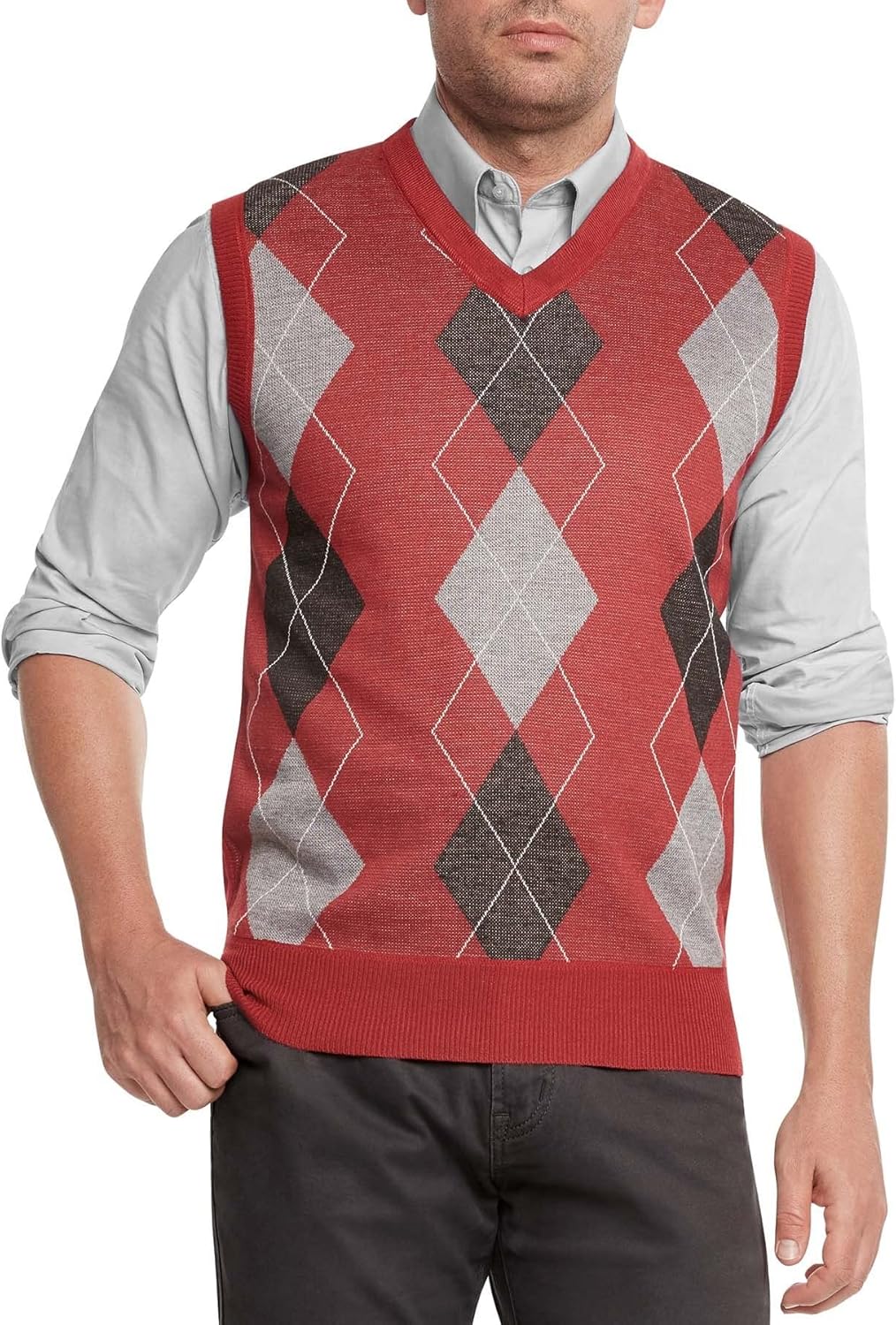True Rock Men's Argyle V-Neck Sweater Vest