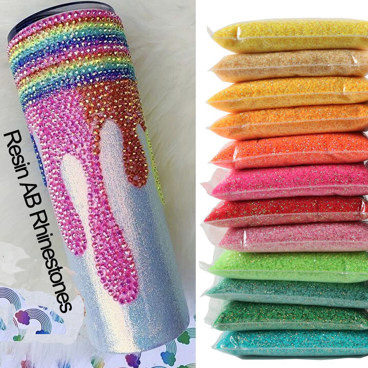 RD-74486 AB Jelly Rhinestones - 15,000pcs, 5mm Flatback Resin Gems For Nail Art & Crafts - View #6