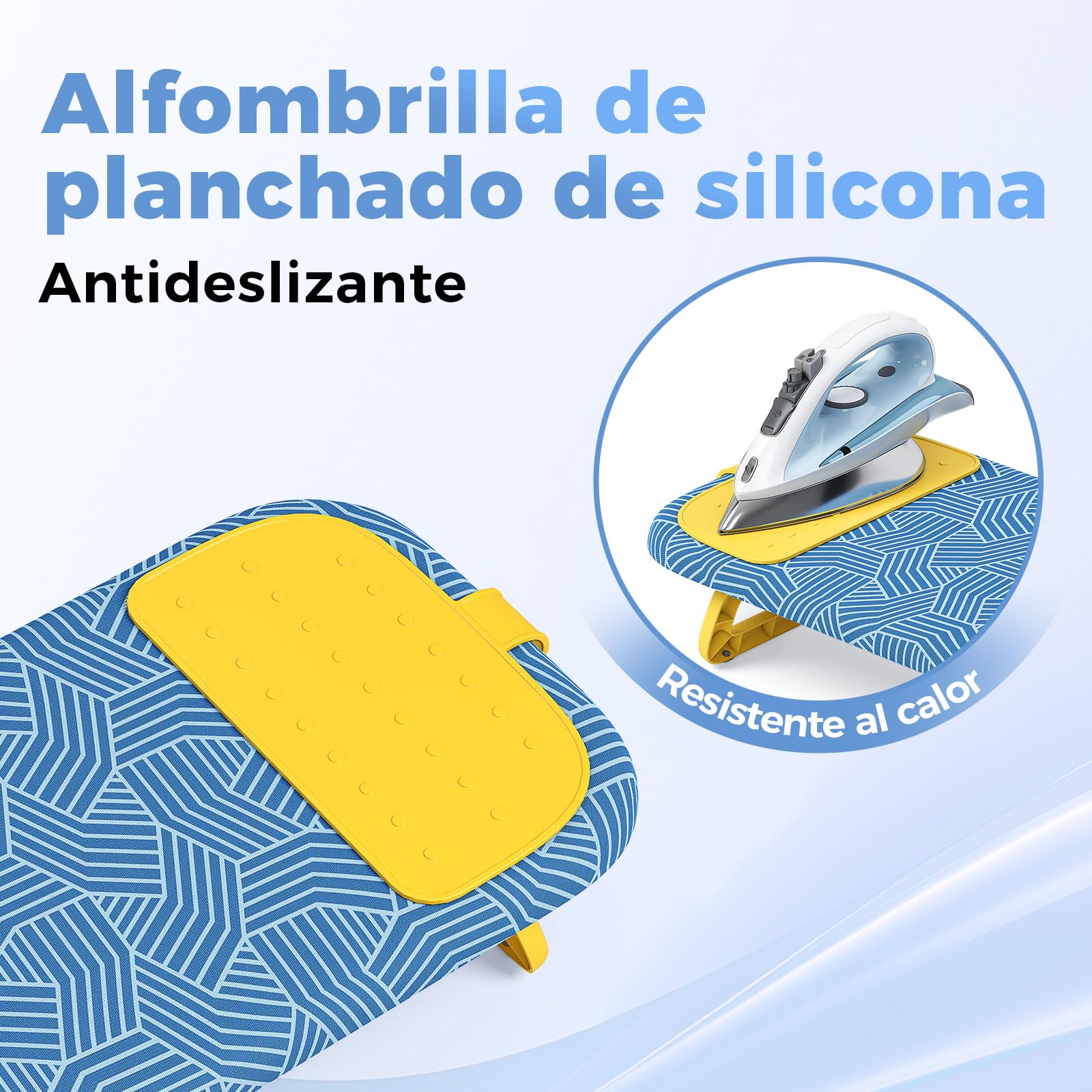 KINGRACK Tabla de Planchar Plegable, con Almohadilla Aislante, Amarillo | Plegable y compacta, ideal para viajes, dormitorios y espacios pequeños