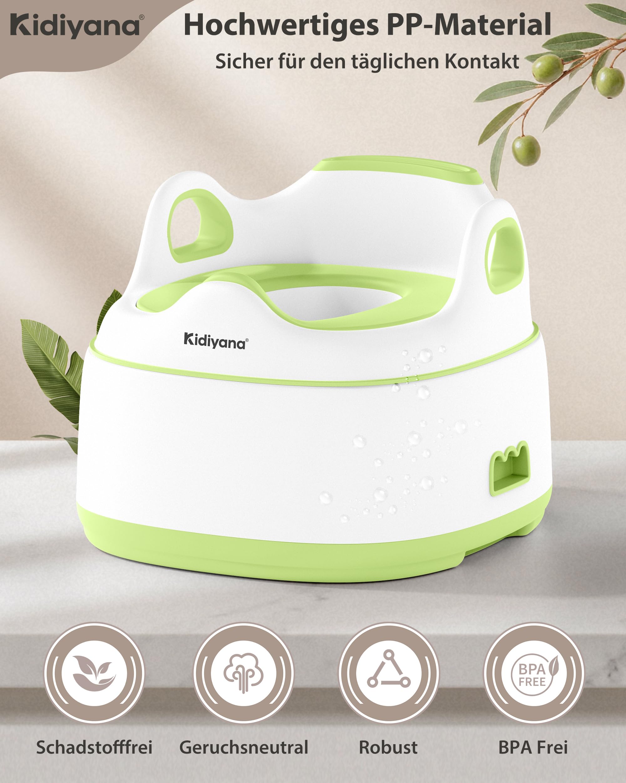 3-in-1 Kinder Töpfchen Elefant, Toilettenaufsatz und Tritthocker, Stabil & Rutschfest, Sitzverkleinerer mit Spritzschutz, Ergonomisch, Leicht zu Reinigen, für Baby & Kleinkinder ab 6 Monate