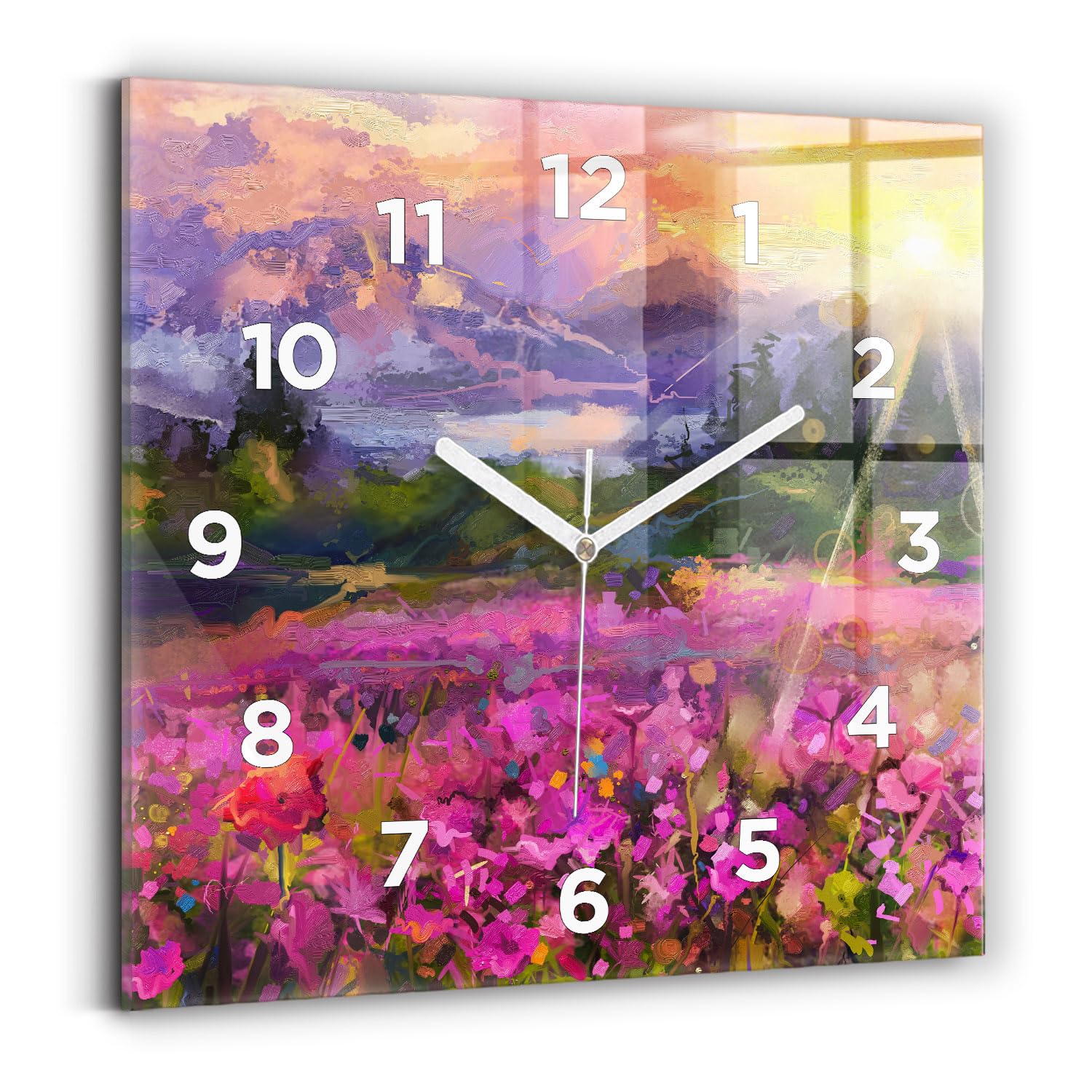 Horloge murale silencieuse Wallfluent 30x30 cm à aiguilles blanches et affichage analogique moderne