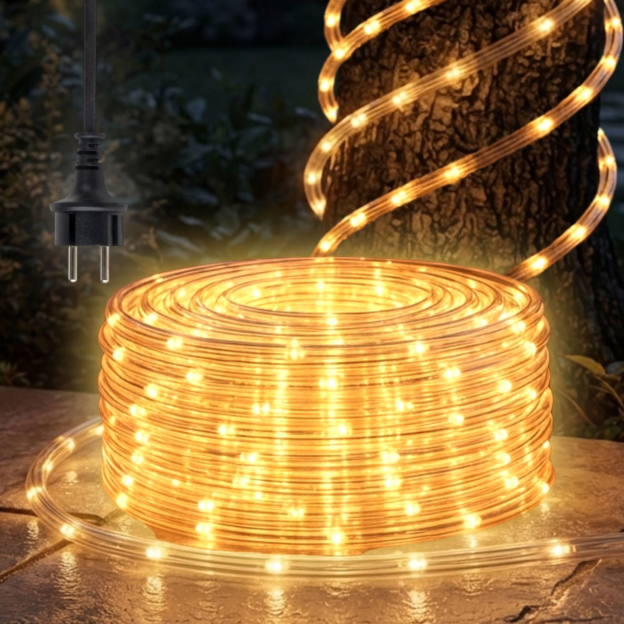 Spetebo LED Lichtschlauch WARMWEISS 12 Meter - Ø 12mm, IP44 für Innen und Außen