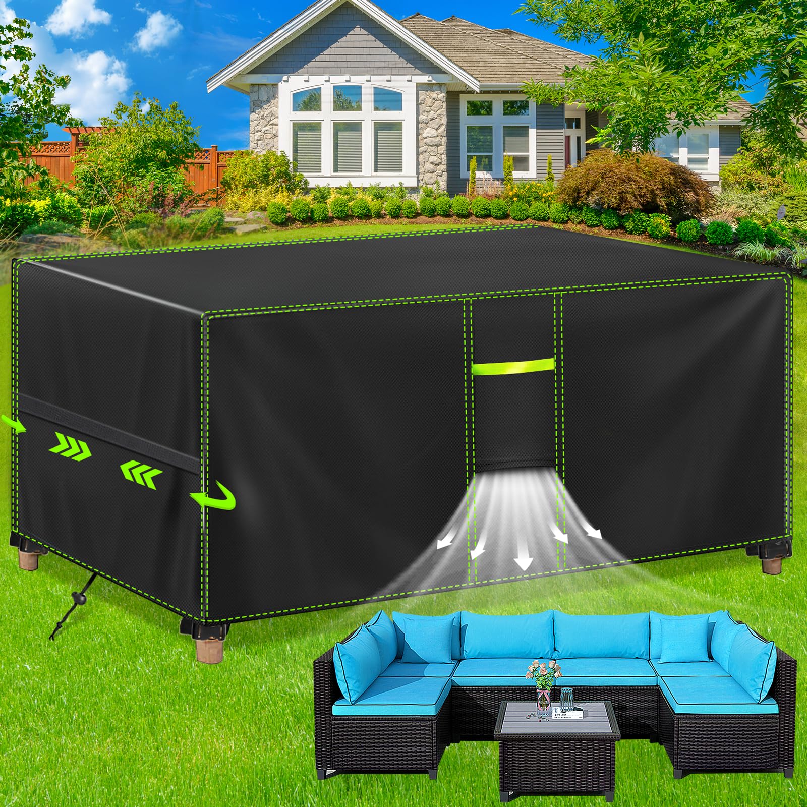 Gartenmöbel Abdeckplane 180x100x80cm - Wasserdichtes 420D Oxford Für Tische & Stühle