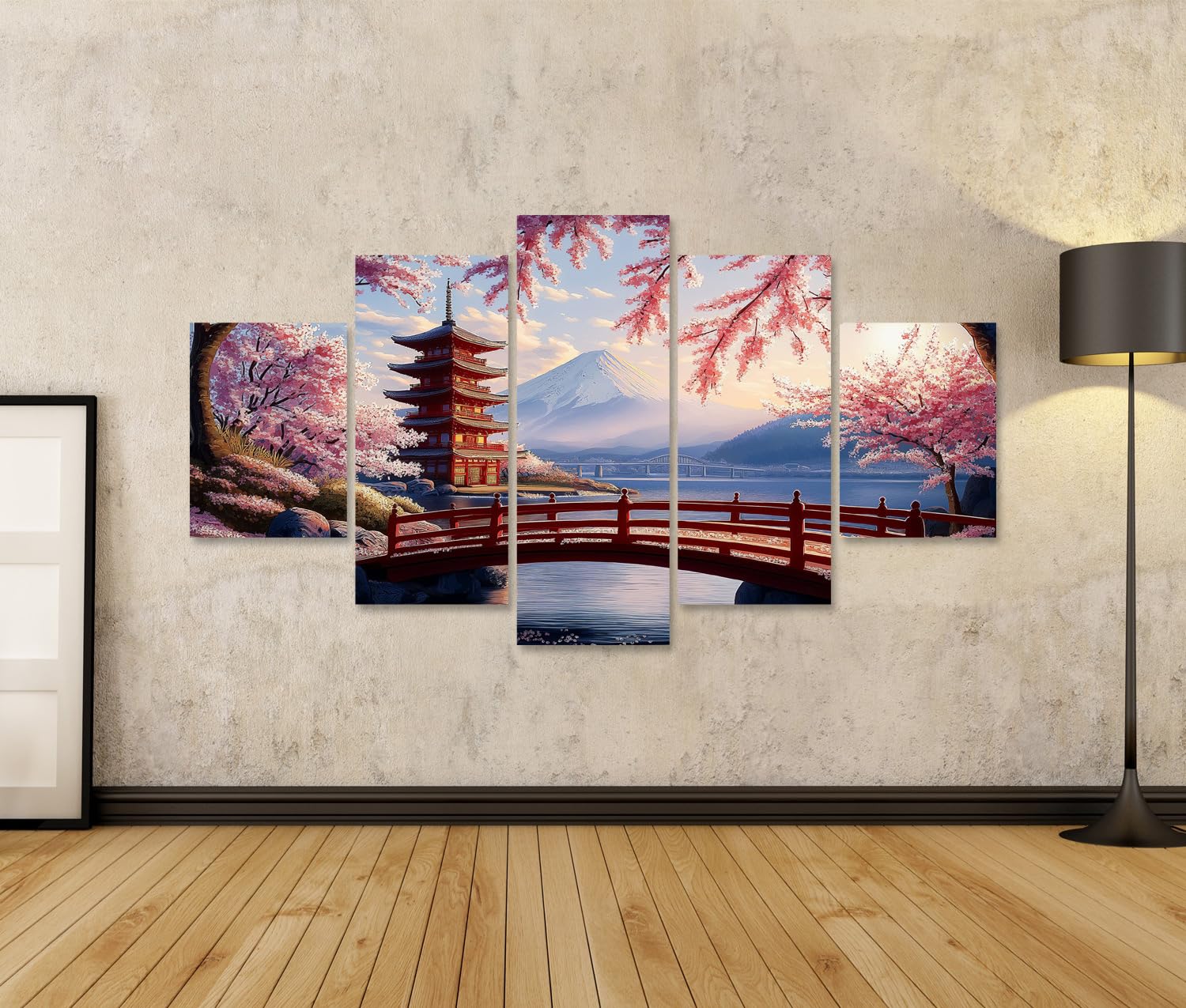 islandburner Quadro su tela Paesaggio giapponese a fiori di ciliegio con montagna Fuji per soggiorno amanti dell'arte immagini murali poster