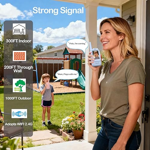 Miniatura 4 de Walkie Talkie de video juguetes para niños, paquete de 2 radios bidireccionales recargables de largo alcance con pantalla, juguetes para juegos