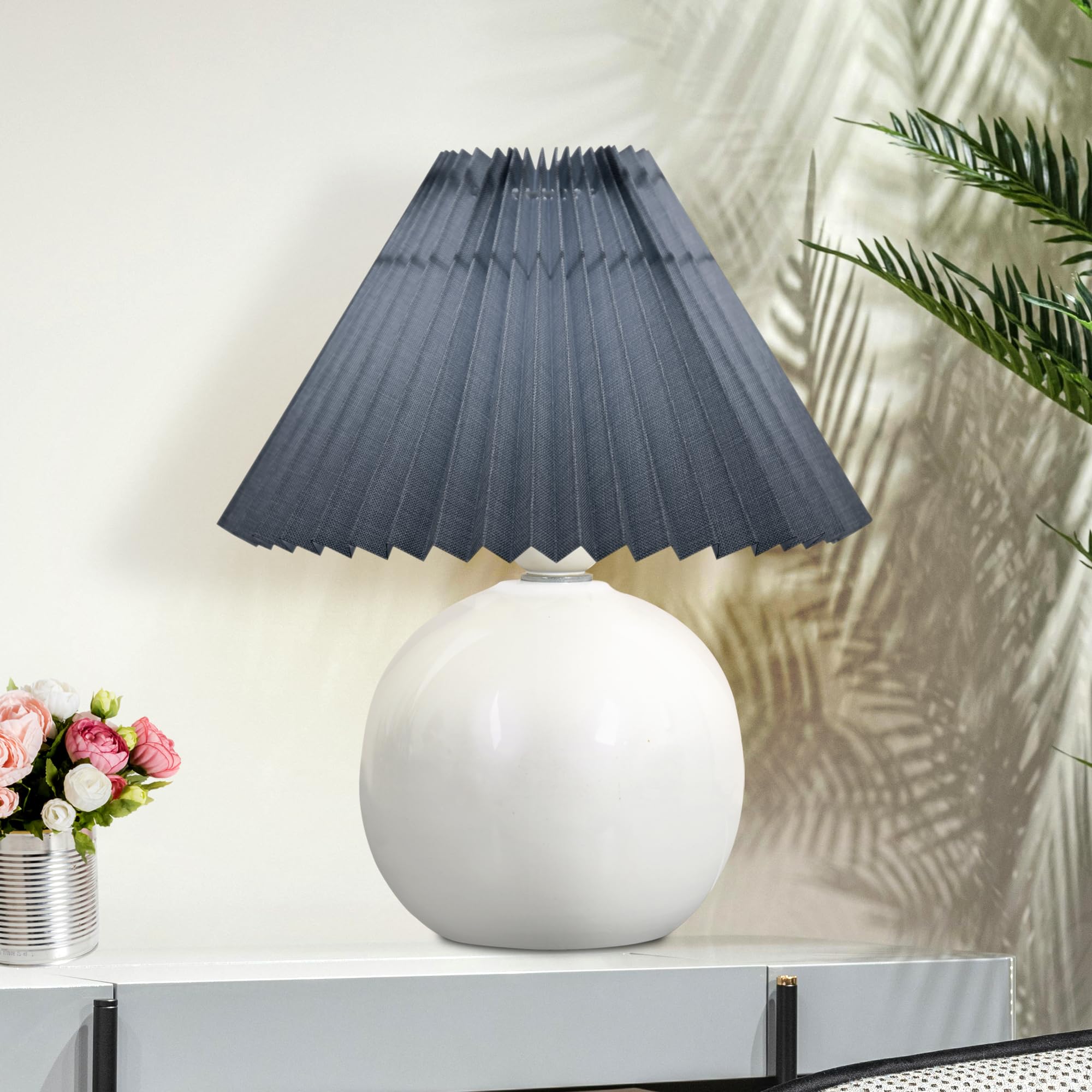 Homesake® Bedside Ceramic Table Lamp, Classic Desk lamp for Living Room Bedroom, Farmhouse Nightstand Lamps Round with Fabric Shade (Gray) (B0DFTWDWK2) Amazon Price History, Amazon Price Tracker