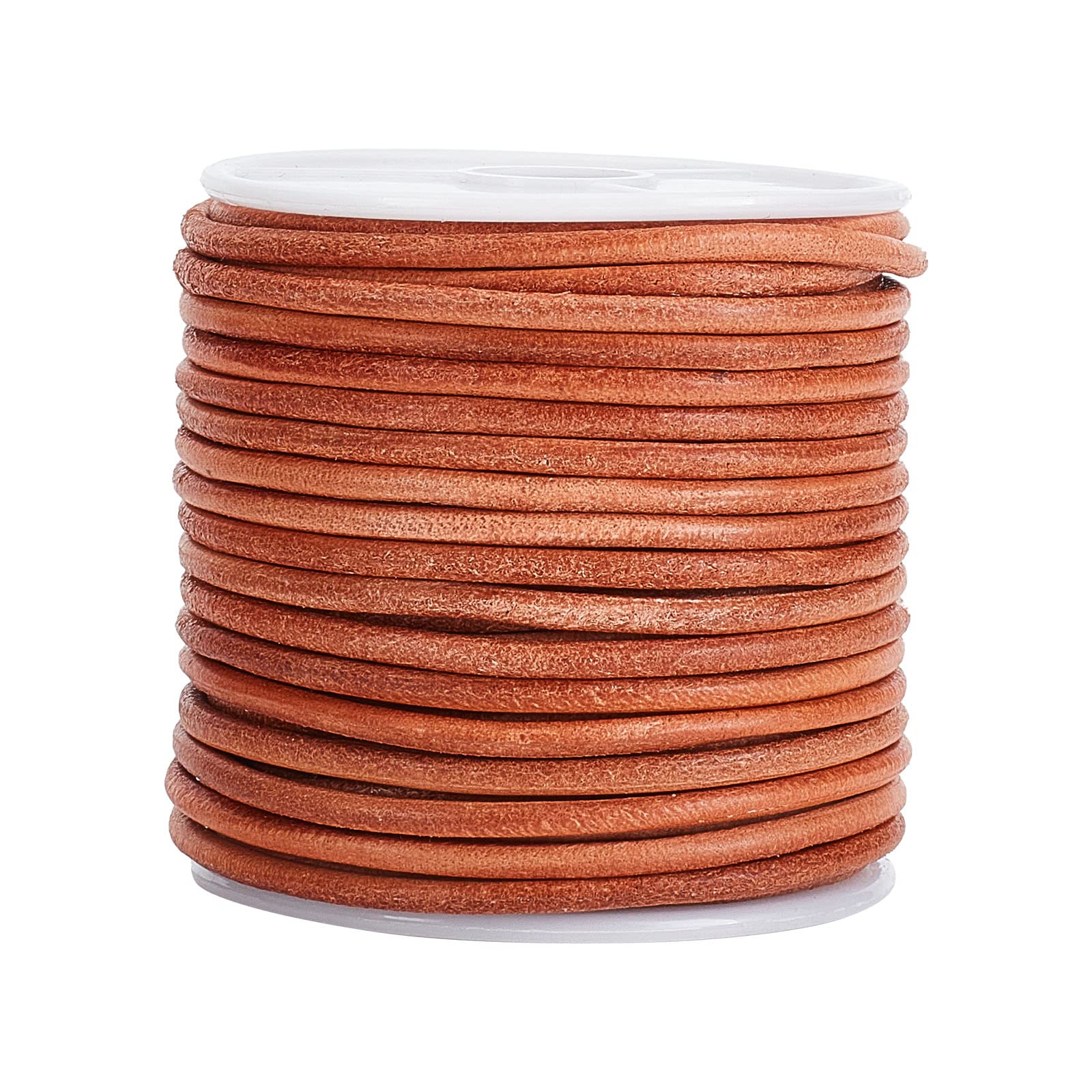 OLYCRAFT Cuerda de cuero redondo auténtico de 20 m, cuerda de 3 mm para joyas, cordón de cuero de color BurlyWood para hacer joyas, collares, envolturas, manualidades y proyectos de pasatiempos