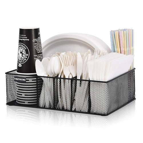 VIKEYHOME Paper Plate Organizer for Countertop, Black