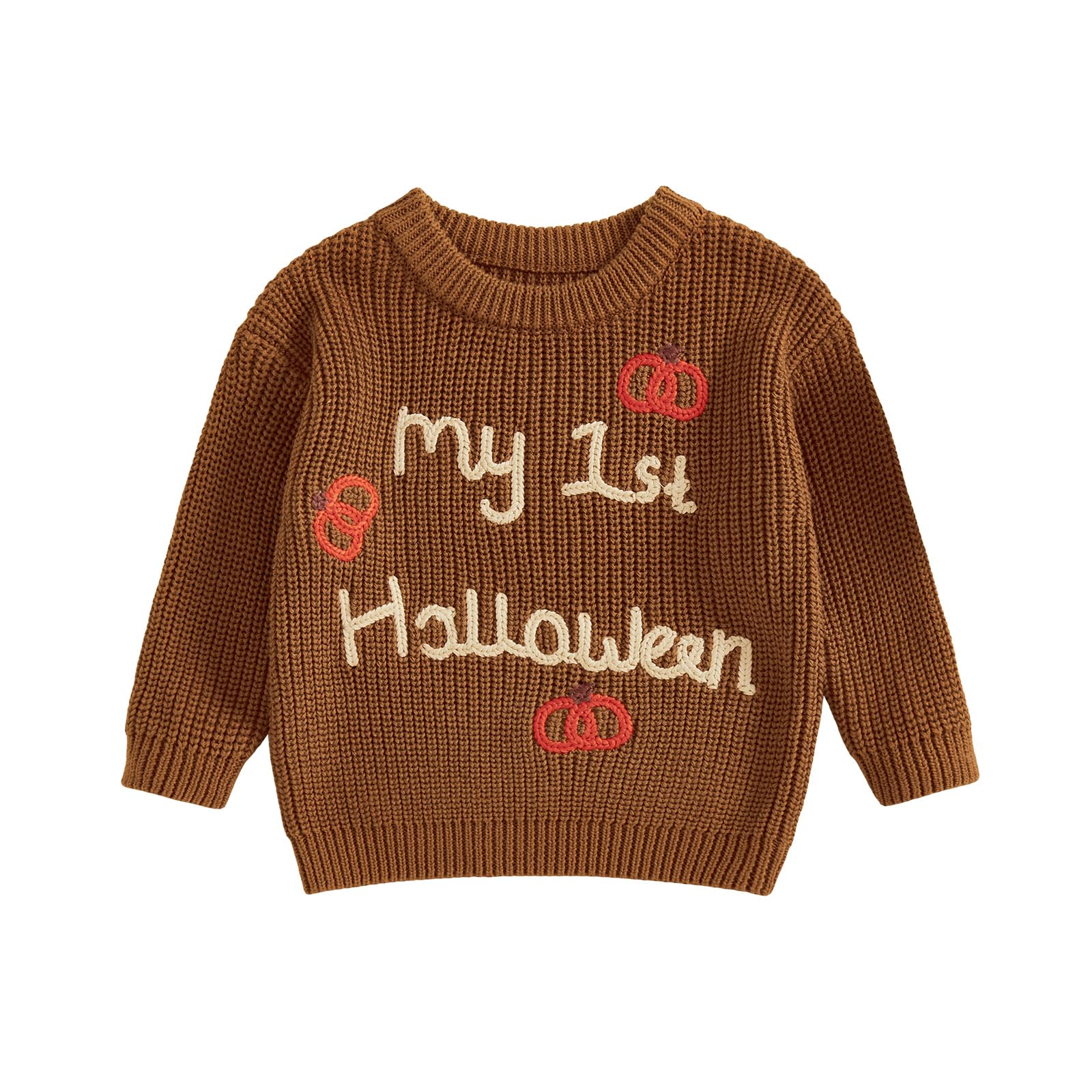 LSFYSZD Toddler Baby Girls Boys Halloween Pumpkin Sweaters Long Sleeve Crew Neck Winter Warm Knitwear Pullover Jumpers Top — view 128