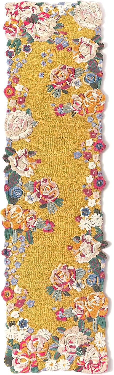 Area Rugs 9'x12' Hand-Tufted Wool Floral Rug Multicolor Handmade Soft Cottagecore Floral Accent Vintage Decorative Large Botanical Carpet for Living Room Bedroom Dining Room Nursery Farmhouse