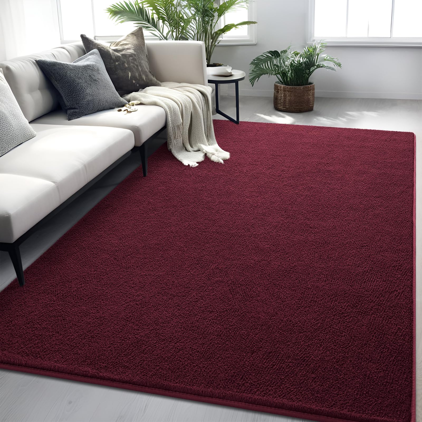 Amazon.com: FALARK Red Rugs for Bedroom Living Room, 5x7 ft Burgundy ...