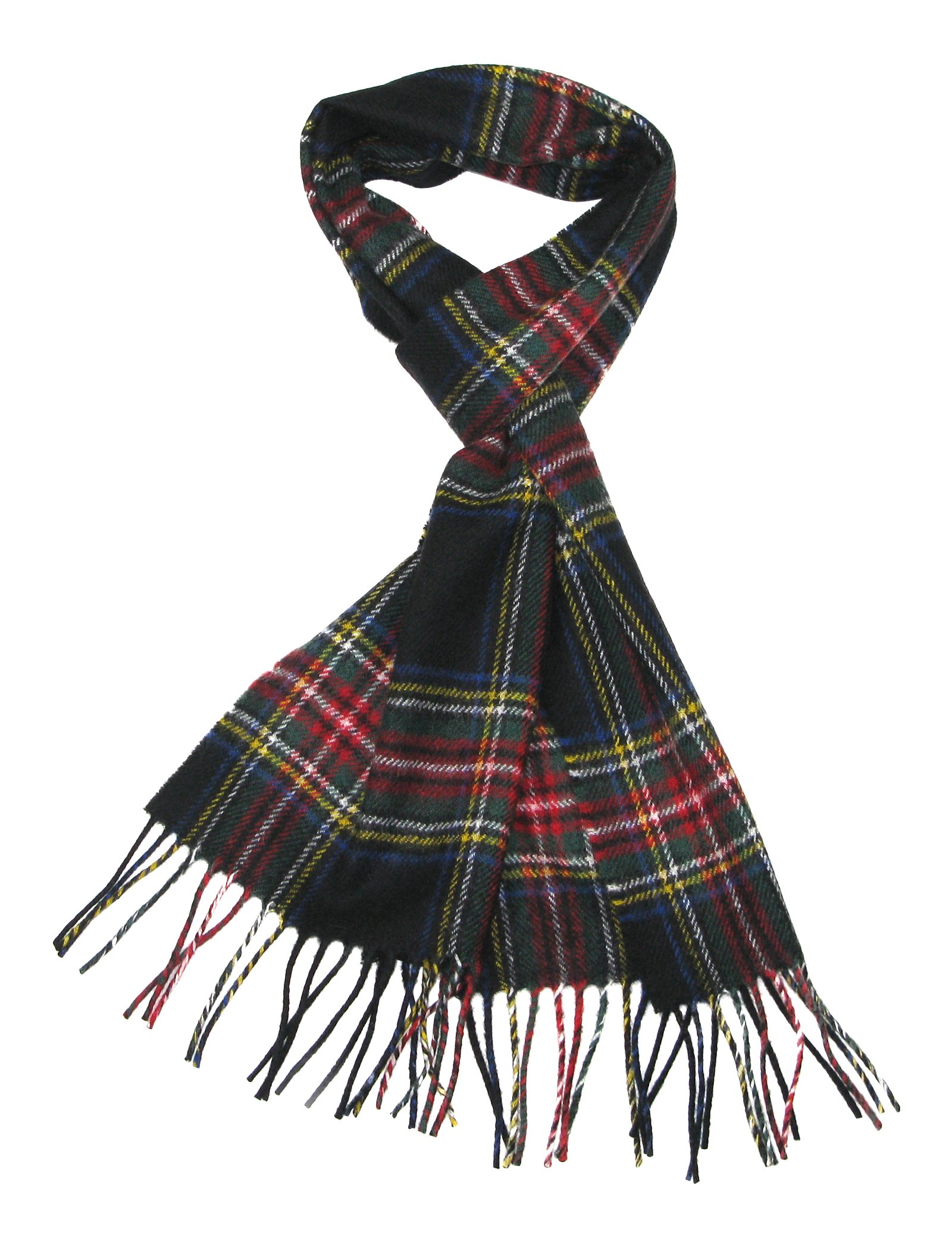 Lovarzi Women's Black Stewart Wool Tartan Scarf Winter Scarfs For Men & Pure Wool Scottish Tartan Scarves