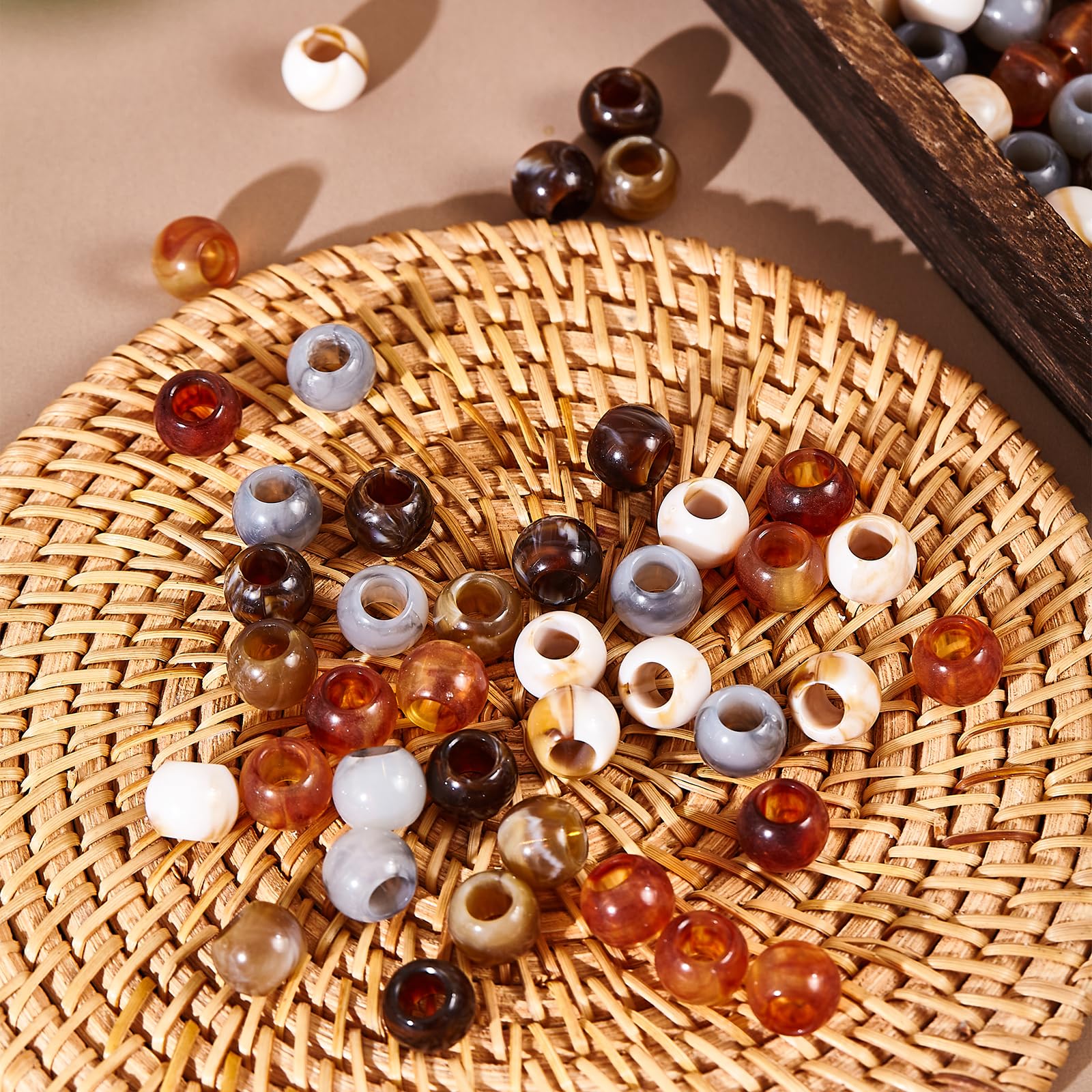 Condition photo showing New/Like New for 160pcs 12mm acrylic beads large hole for craft jumbo hair beads (hole5.5mm)