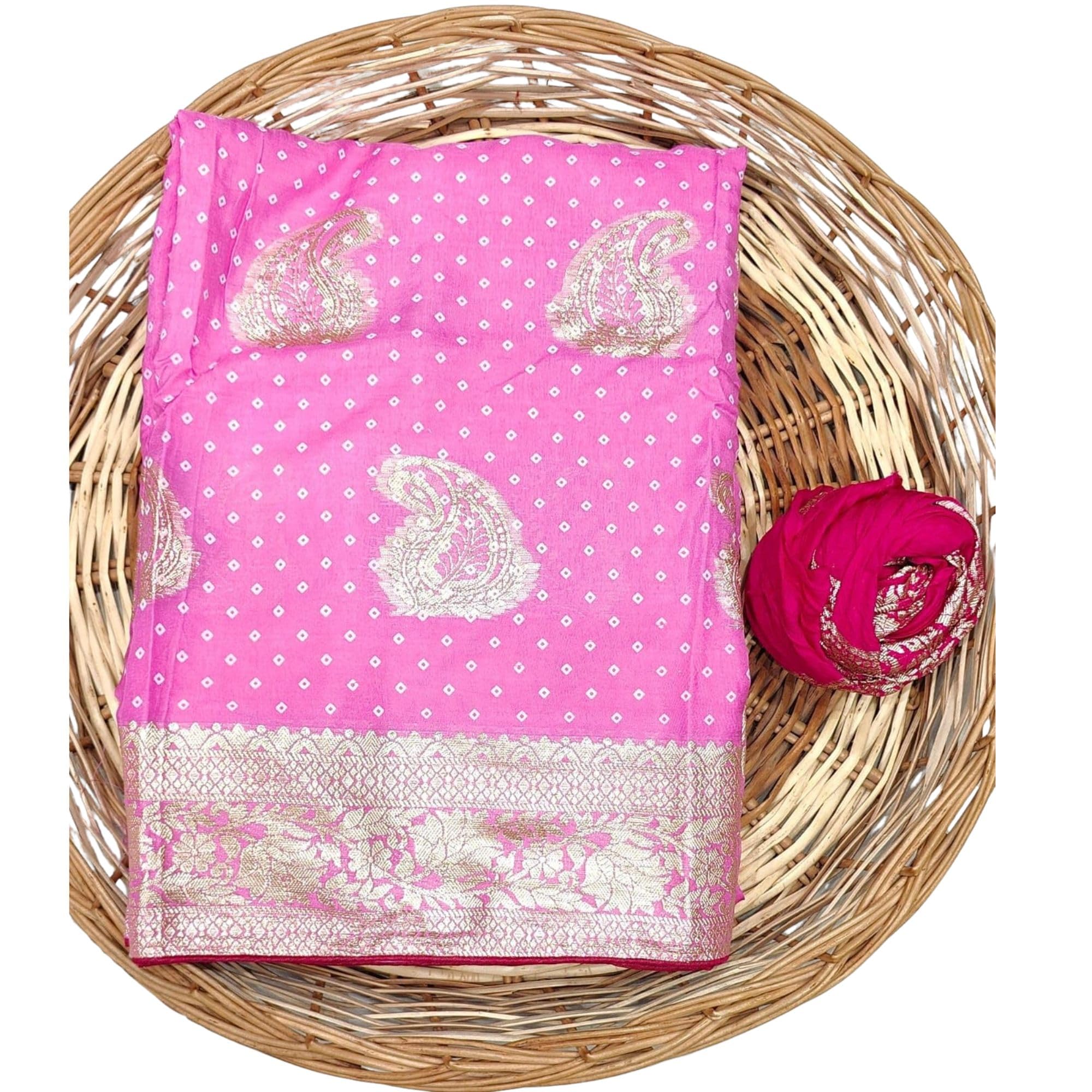 Women Traditional Dola Zari Chunri Saree with MX Zari Work All Over Jaipuri Chunari Print-picture-36