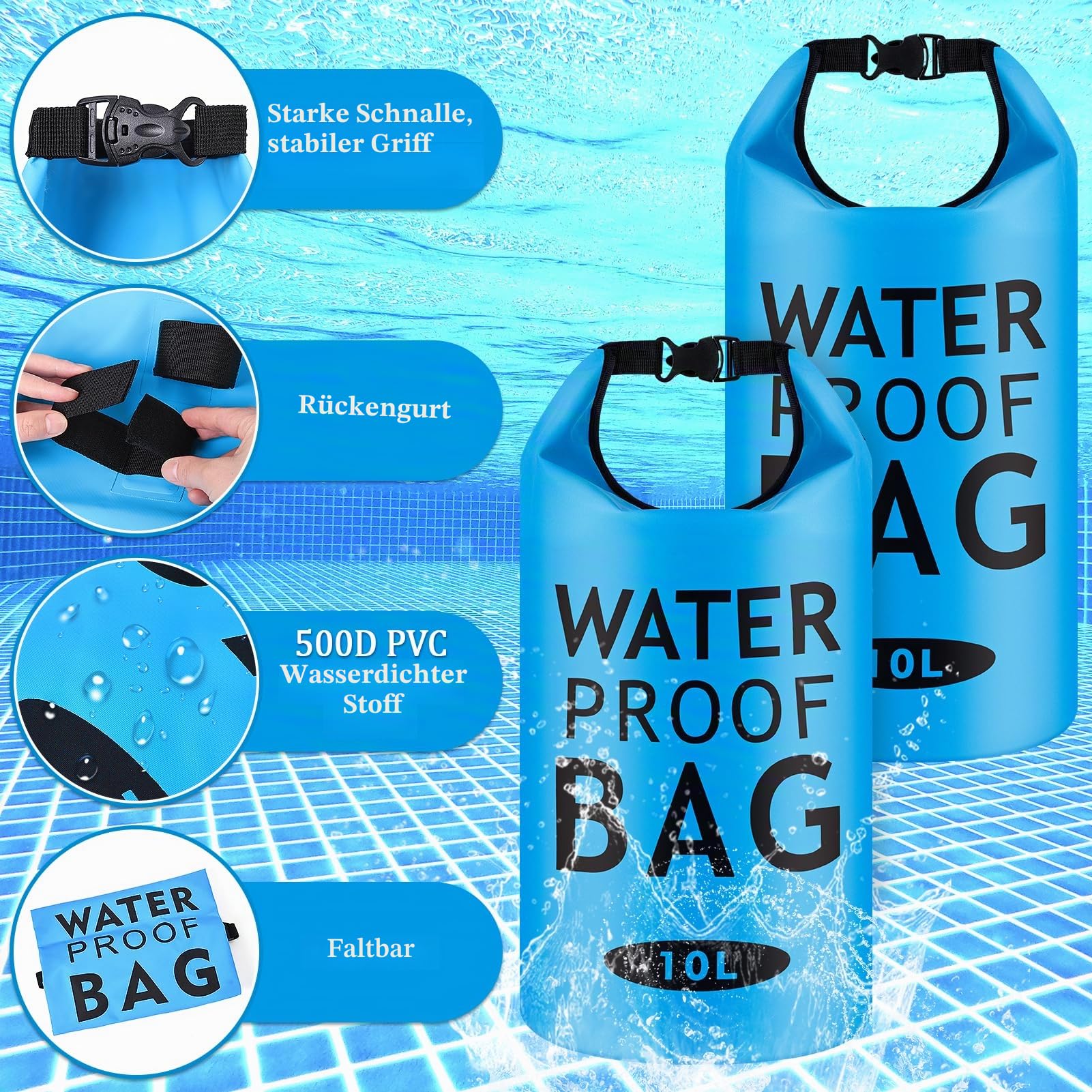 Robuste Poolleiter-Gewichte, 18 kg, mit Sand befüllbar, Universal-Sandsäcke, Stufenanker, 500D PVC, wasserdicht, reißfest, faltbare Sandsäcke für oberirdische Schwimmbäder, Treppeneintrittssystem, 2
