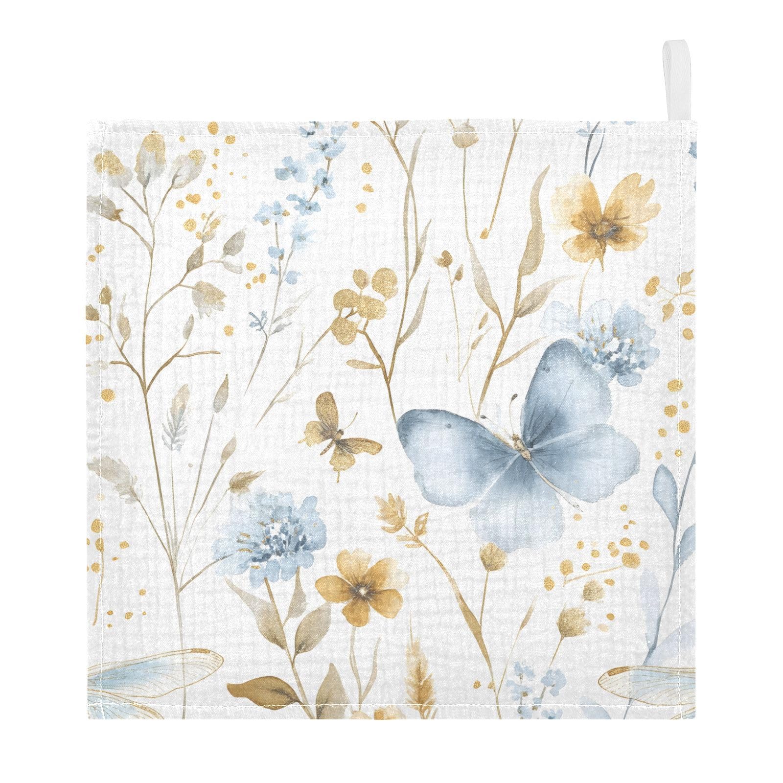 Qilmy Butterfly Leaves Baby Washcloths 3 Pack, Absorbent Soft Cotton Newborn Muslin Washcloths Face Towels, 12 x 12 Inch