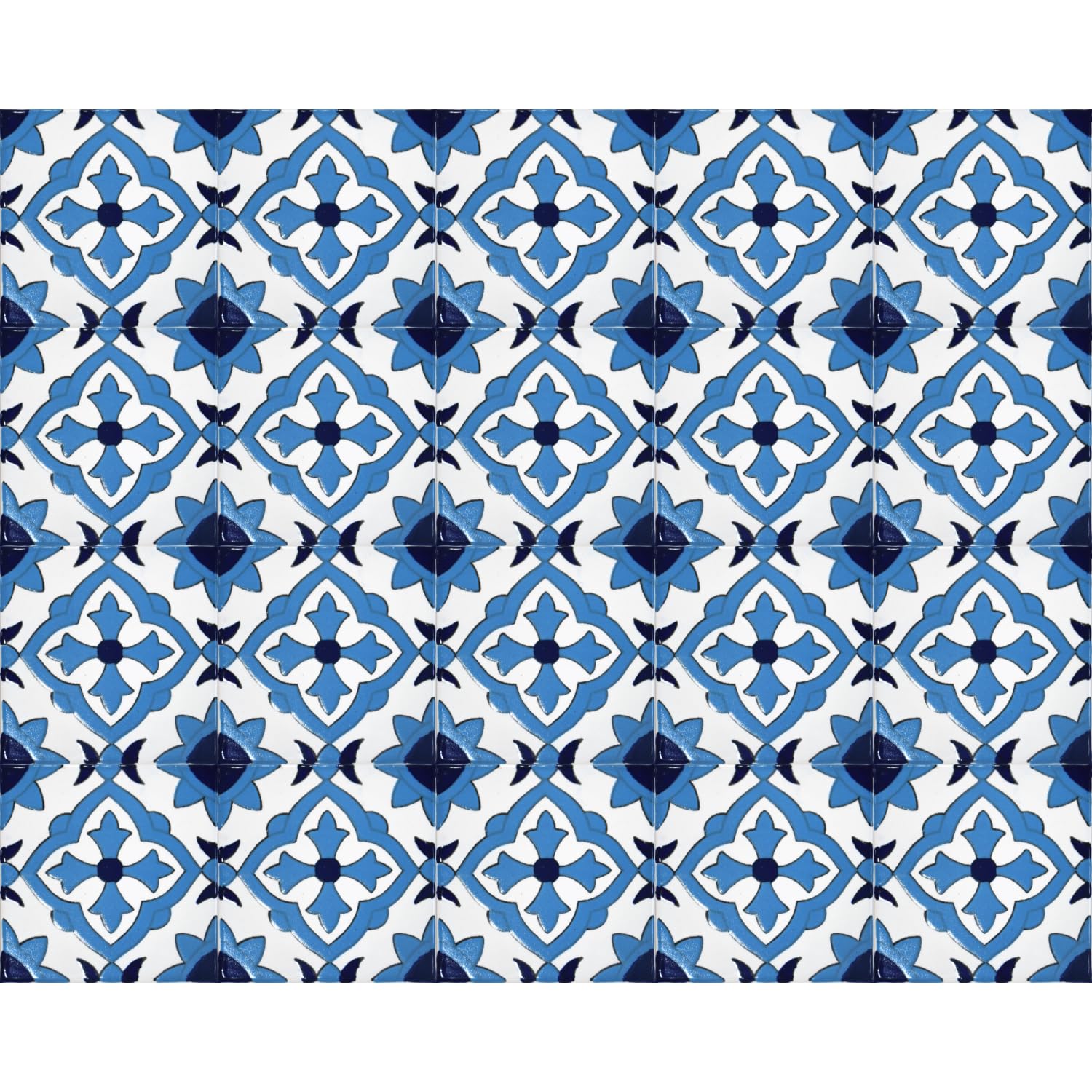 20 Mattonelle STILE ARABO in ceramica smaltata 10 X 10 cm spessore 0,6 cm - Mattonelle Tunisine realizzate con Serigrafia Artigianale (Yessmine Blu Cielo). Adatte a rivestimento.