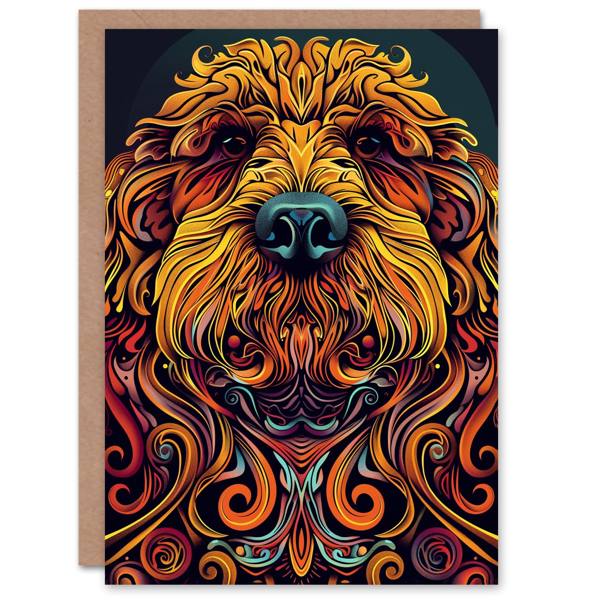 Artery8 Tribal Style Cockapoo Head Colourful Dog Lover Blank For Him Or Her Art Birthday Card