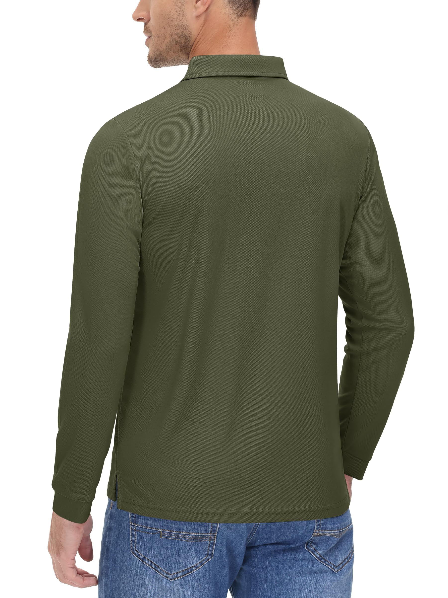 Cavva Polo de manga larga para hombre, transpirable, de secado rápido, camiseta funcional de manga larga, camiseta deportiva de tenis