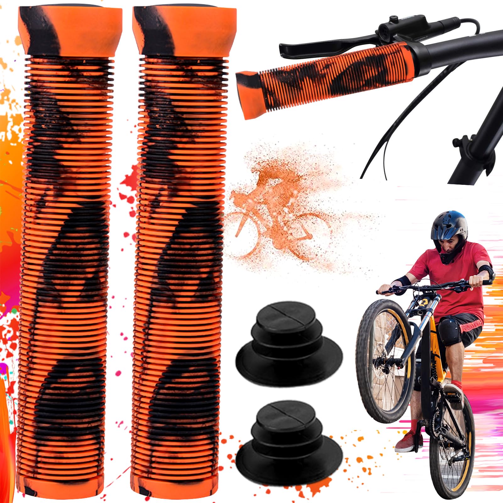 Poignées de Poignée de Vélo, 1 Paire d'Usure en Caoutchouc Souple Poignées de Guidon de Vélo Barre de Poignée de Vélo Antidérapante Adaptée au Vélo de Route de Montagne