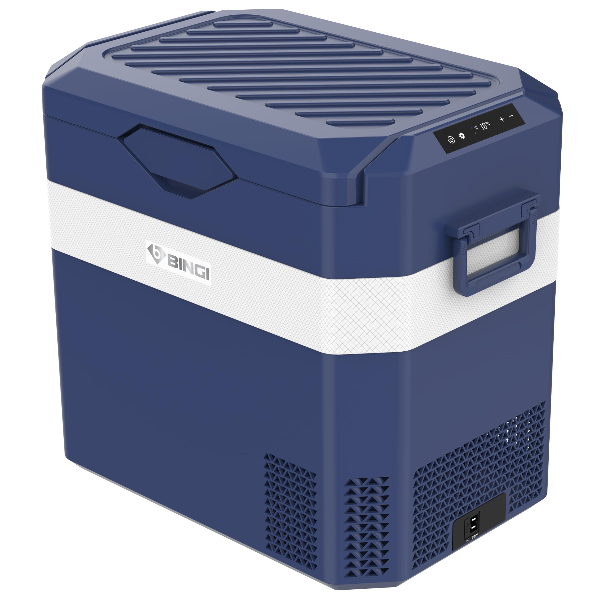 BINGI Kompressor Kühlbox 38 Liter Tragbarer Auto-Kühlschrank 12/24V DC und 230V AC Mini Gefrierschrank für Auto, LKW, Camping, Wohnmobil und Zuhause (15℃ bis -18℃)