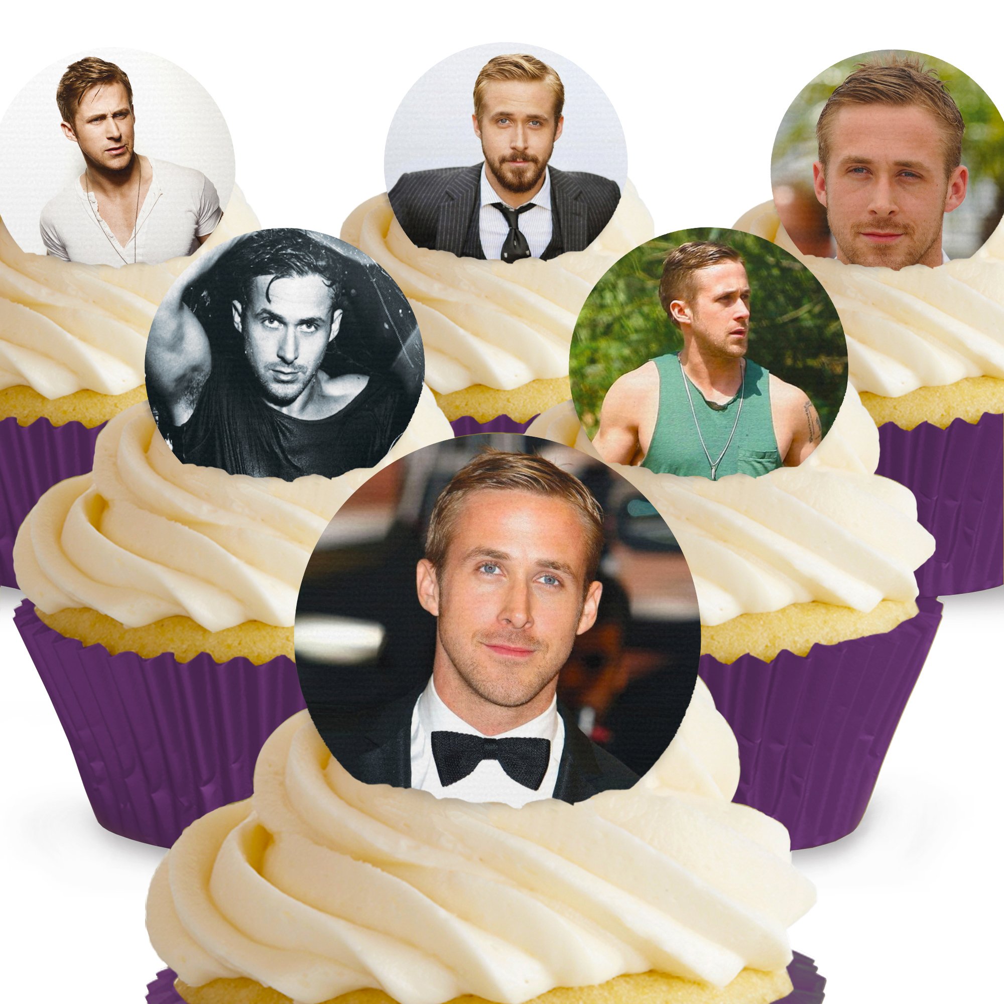 12 x PRE-CUT Ryan Gosling Edible Cake Toppers