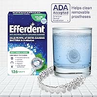 Vista 4 de Efferdent Tabletas limpiadoras de dentaduras – Aparatos dentales, alineadores, protector bucal y pastillas limpiadoras de retenedores, menta fresca
